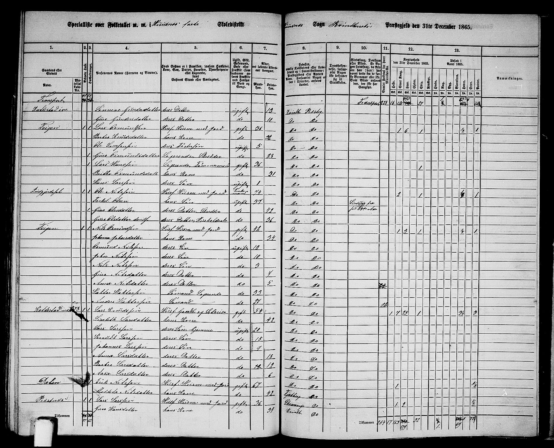 RA, 1865 census for Kvinnherad, 1865, p. 186