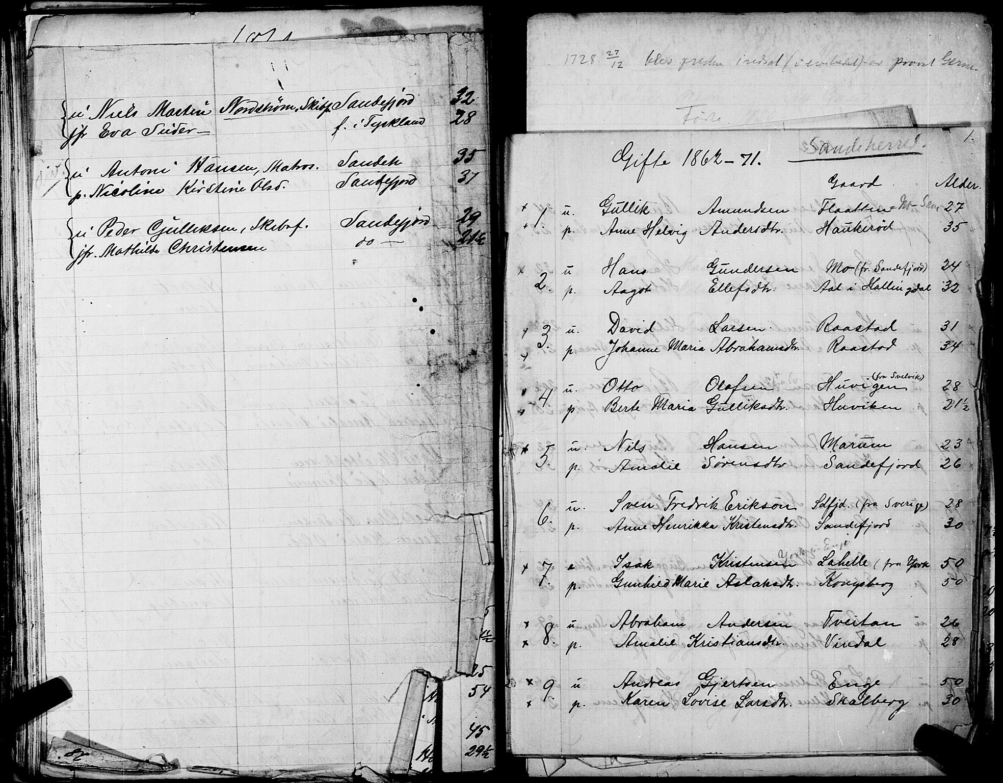 Sandar sokneprestkontor, AV/SAKO-A-242/Y/Ya/L0006: Other parish register no. 1 /1, 1709-1871, p. 0-1