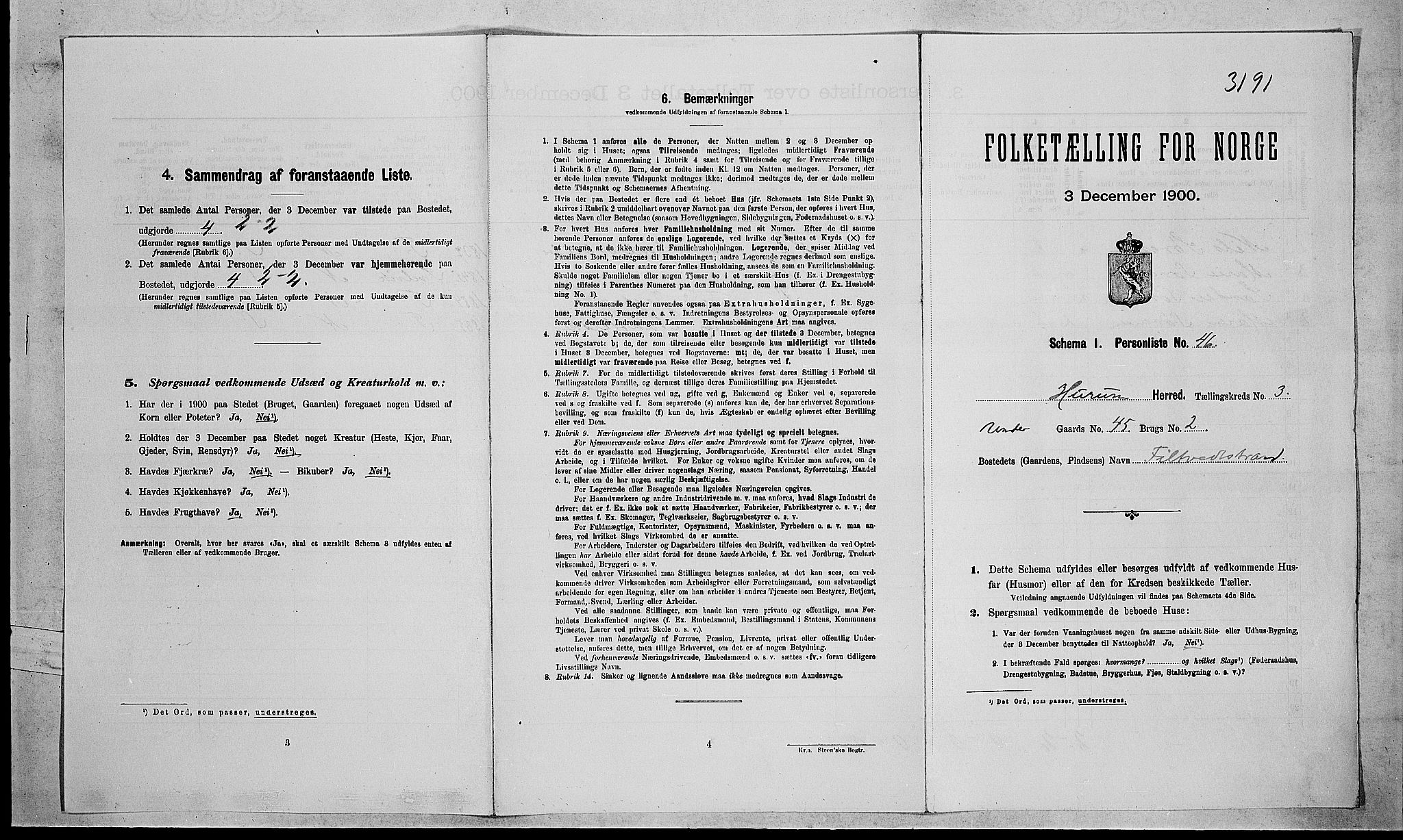 RA, 1900 census for Hurum, 1900, p. 376