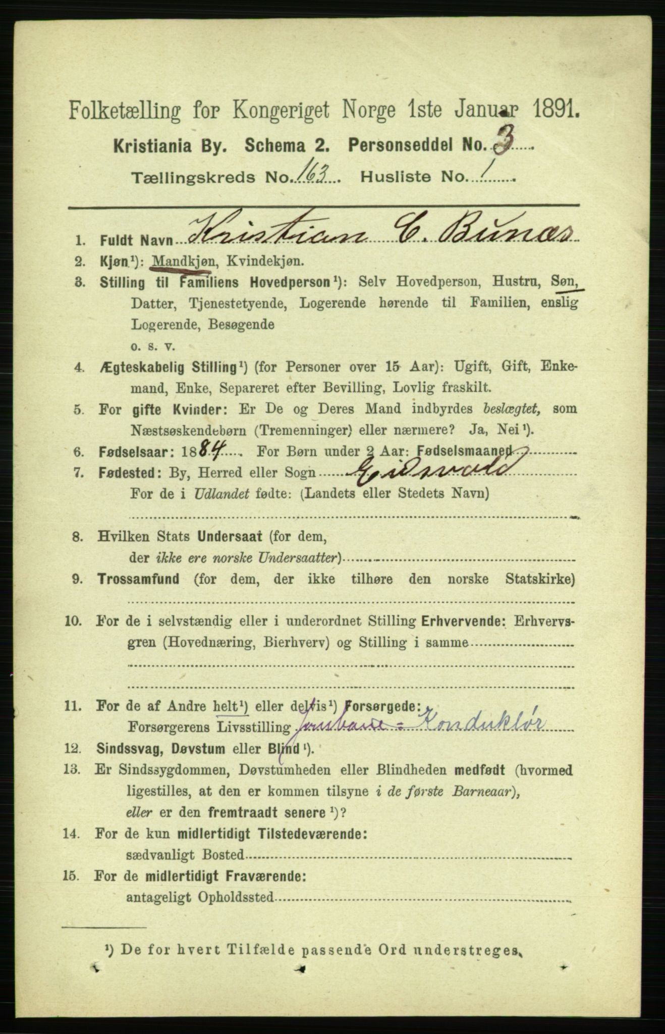 RA, 1891 census for 0301 Kristiania, 1891, p. 93491