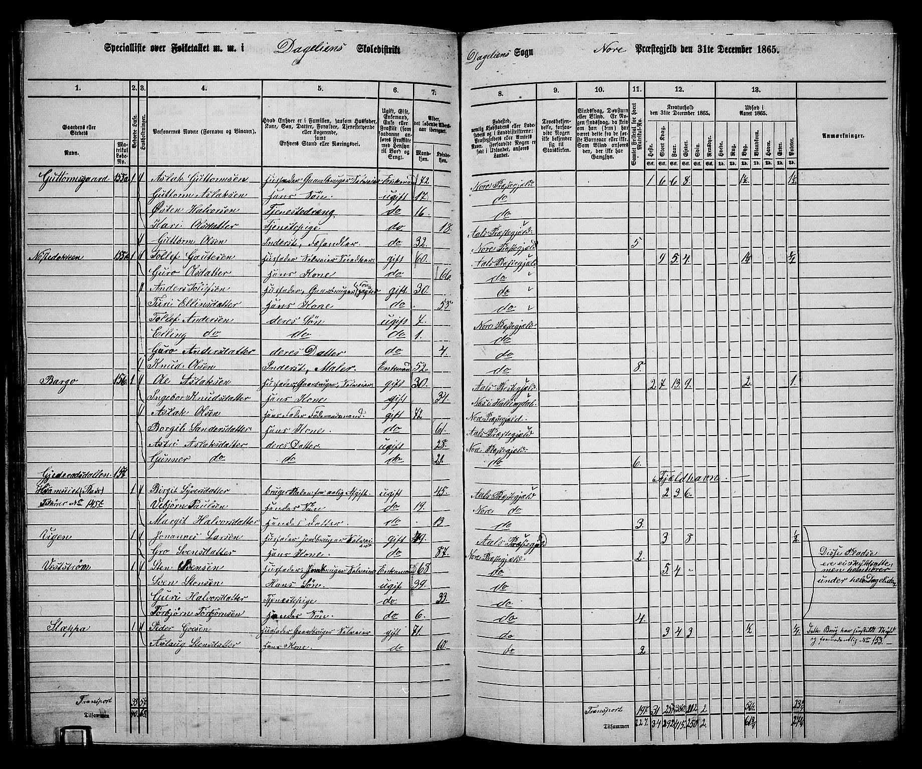 RA, 1865 census for Nore, 1865, p. 144