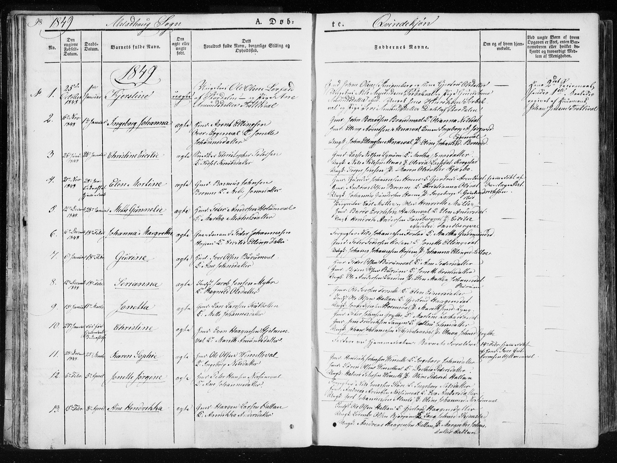 Ministerialprotokoller, klokkerbøker og fødselsregistre - Nord-Trøndelag, SAT/A-1458/717/L0154: Parish register (official) no. 717A06 /1, 1836-1849, p. 98