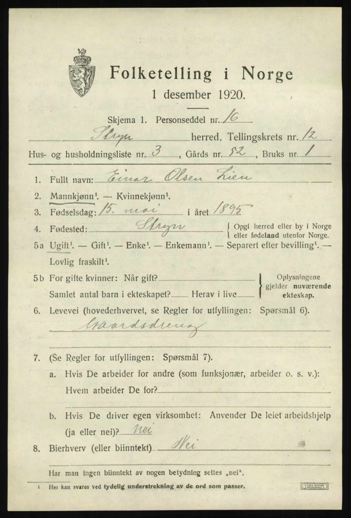 SAB, 1920 census for Stryn, 1920, p. 5512