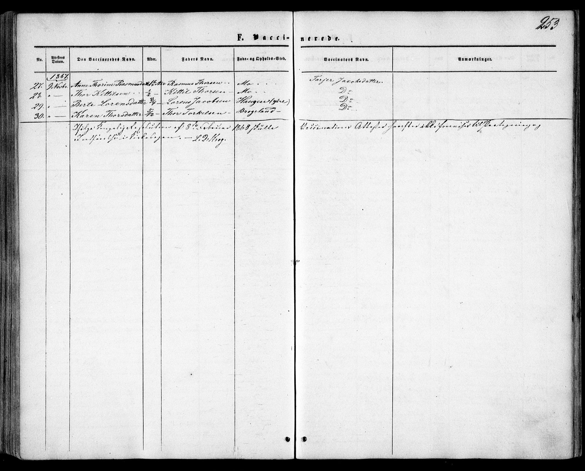 Gjerstad sokneprestkontor, AV/SAK-1111-0014/F/Fa/Faa/L0007: Parish register (official) no. A 7, 1858-1875, p. 253
