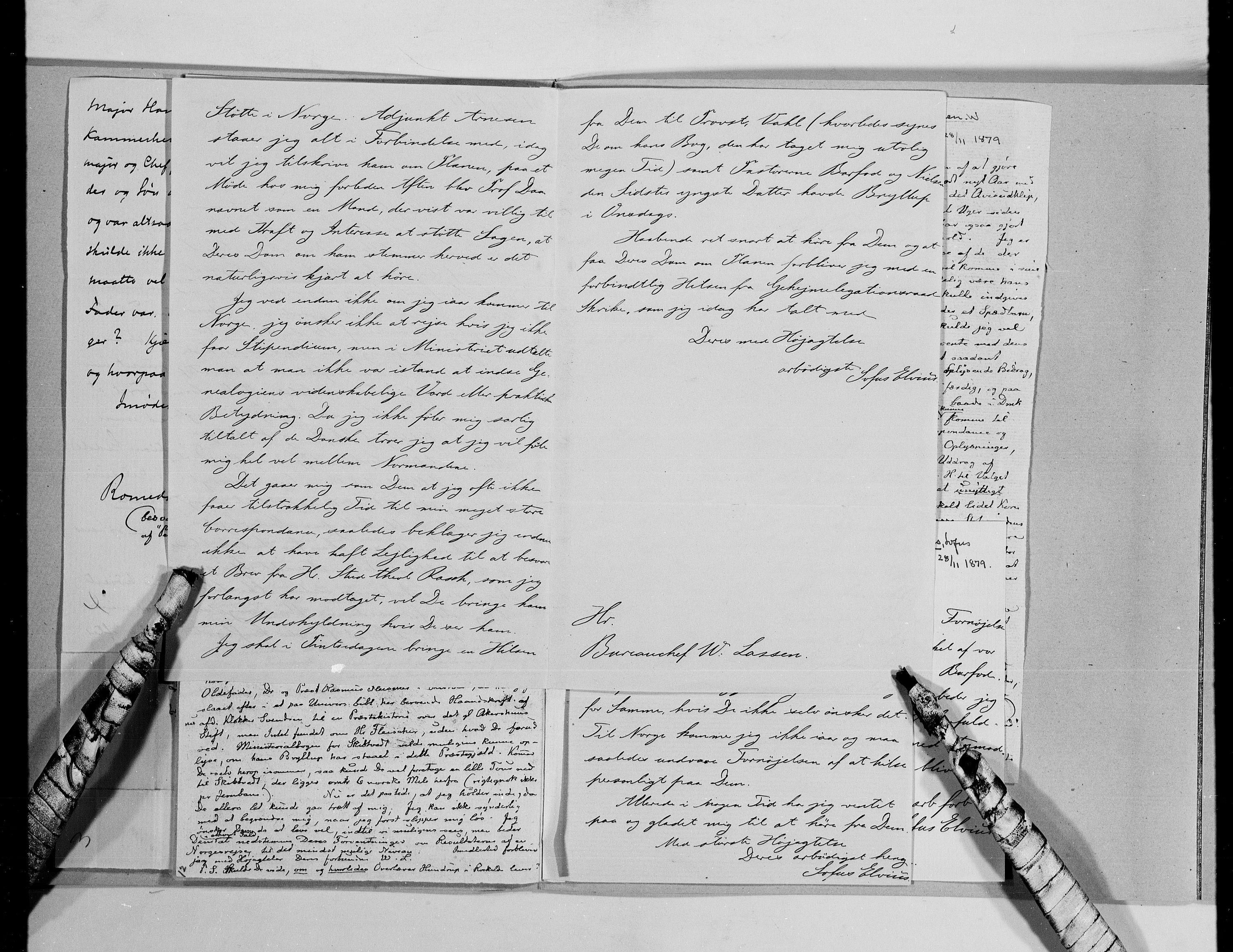 Lassens samlinger, AV/RA-PA-0051/G/L0097: Alfabetisk ordnede brev til Wilhelm Lassen: Fabritius - Grønvold, 1815-1907, p. 98