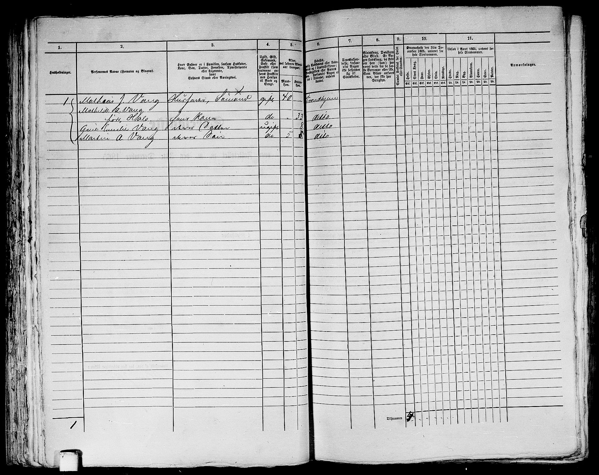 RA, 1865 census for Trondheim, 1865, p. 626