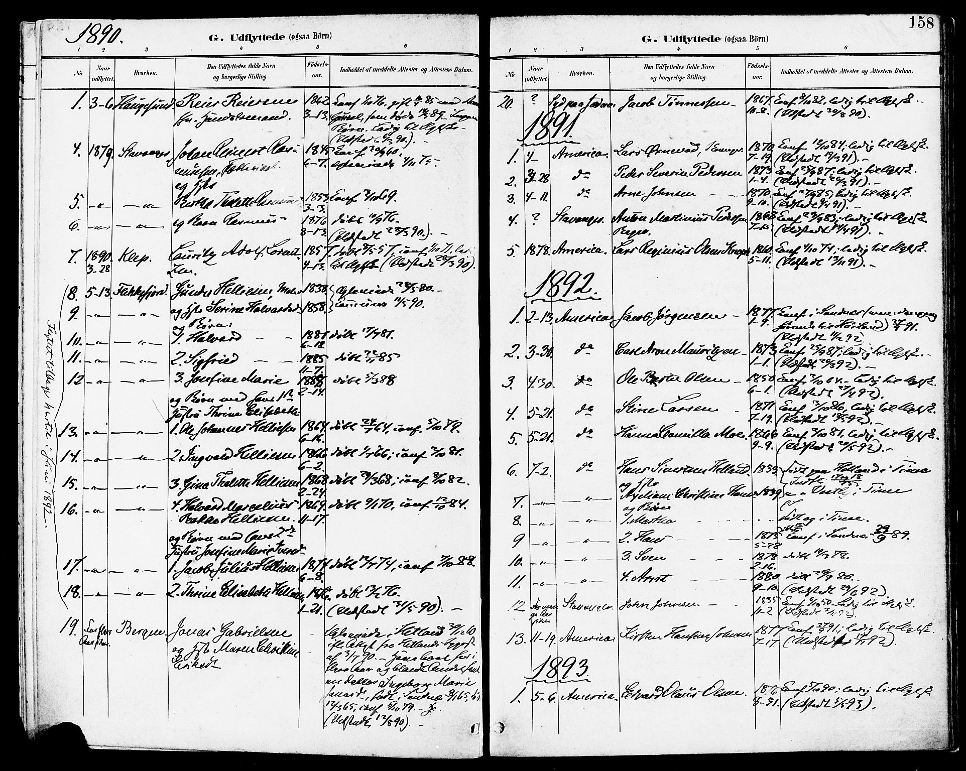 Høyland sokneprestkontor, AV/SAST-A-101799/001/30BA/L0014: Parish register (official) no. A 12, 1890-1898, p. 158