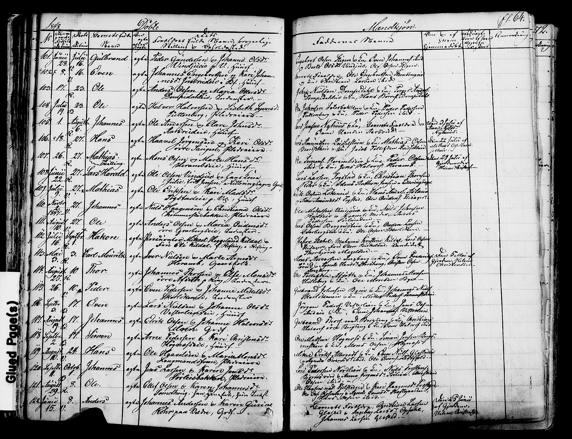 Ringsaker prestekontor, AV/SAH-PREST-014/K/Ka/L0008: Parish register (official) no. 8, 1837-1850, p. 64