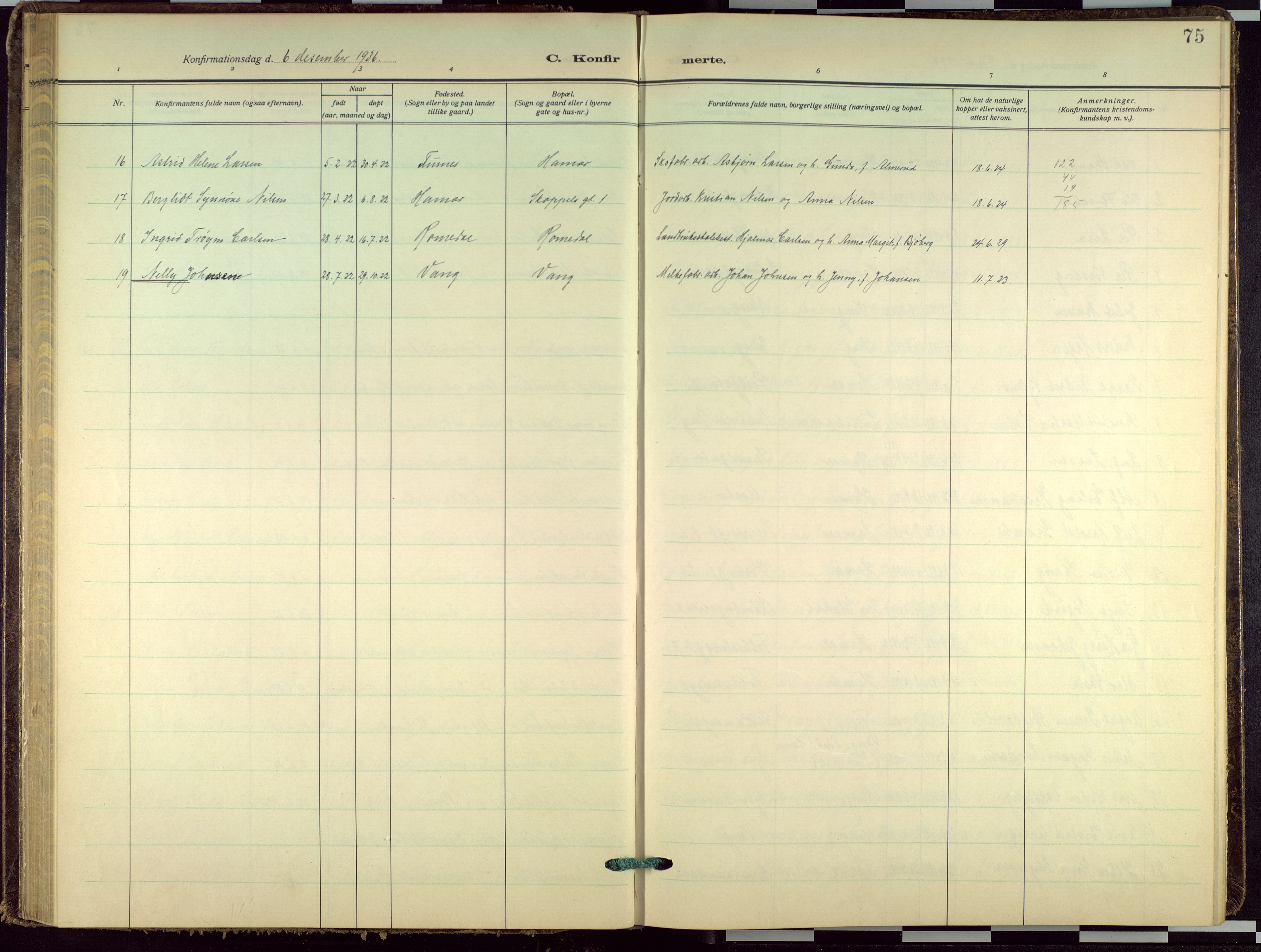 Hamar prestekontor, AV/SAH-DOMPH-002/H/Ha/Haa/L0005: Parish register (official) no. 5, 1929-1958, p. 75