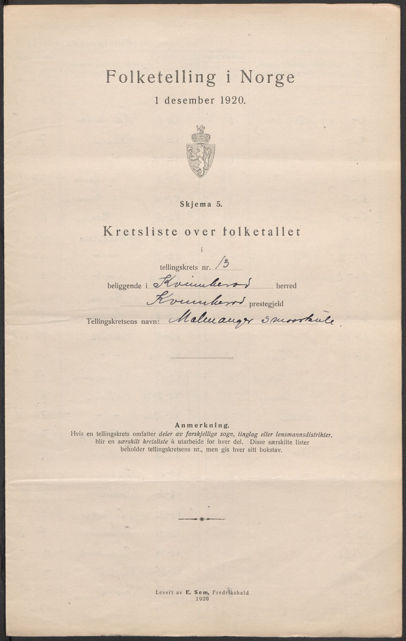 SAB, 1920 census for Kvinnherad, 1920, p. 40