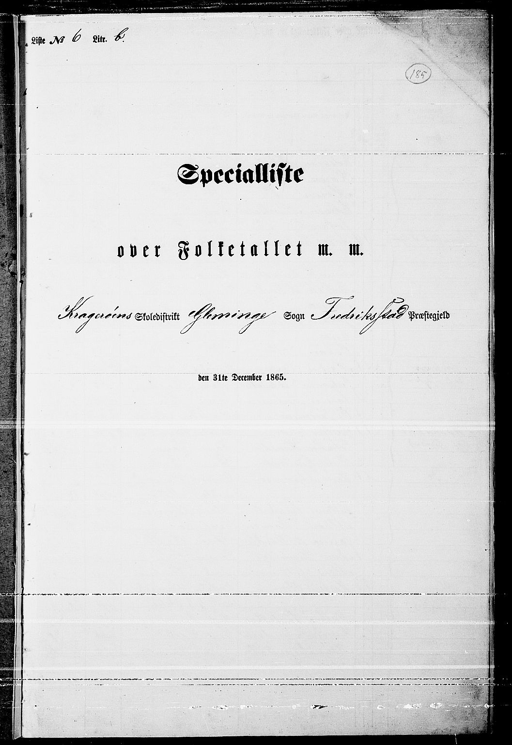 RA, 1865 census for Fredrikstad/Glemmen, 1865, p. 174