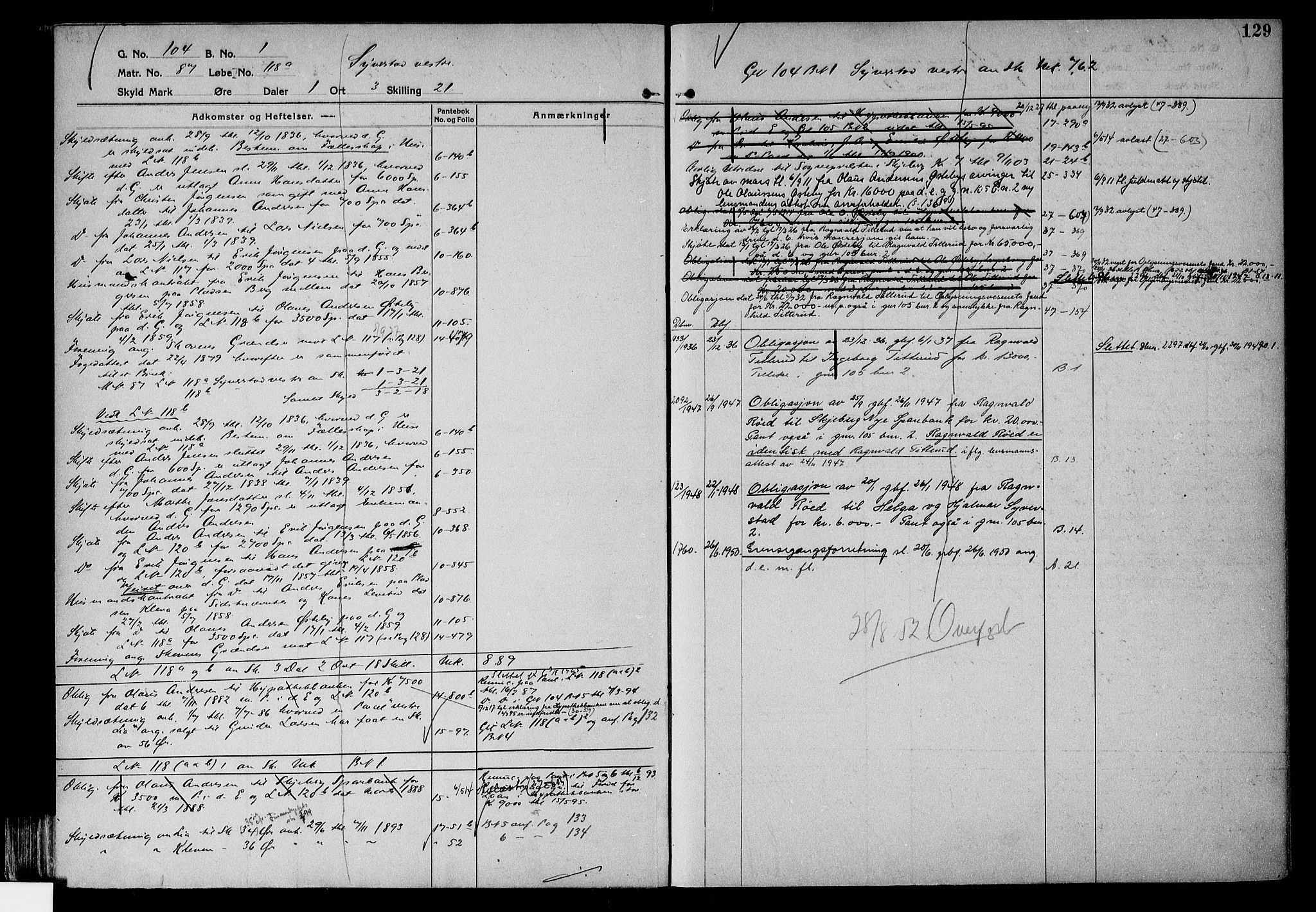 Tune sorenskriveri, AV/SAO-A-10470/G/Ga/Gab/Gabf/L0002a: Mortgage register no. VI 2a, 1910-1953, p. 129