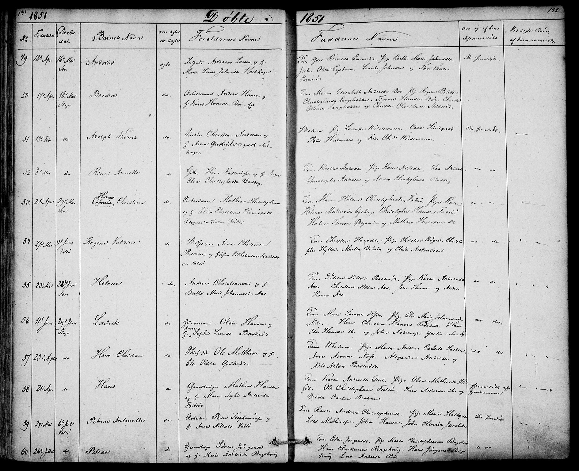 Sem kirkebøker, SAKO/A-5/F/Fa/L0006: Parish register (official) no. I 6, 1843-1855, p. 131-132
