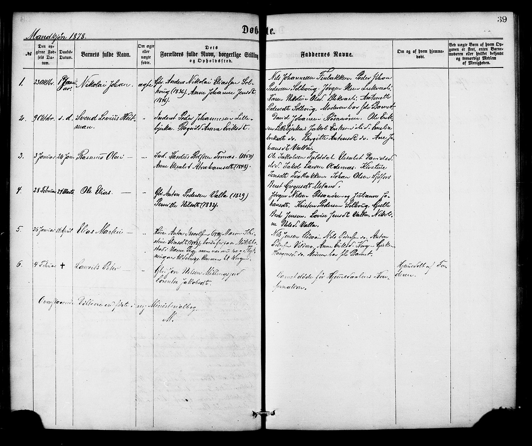 Ministerialprotokoller, klokkerbøker og fødselsregistre - Nordland, AV/SAT-A-1459/826/L0378: Parish register (official) no. 826A01, 1865-1878, p. 39