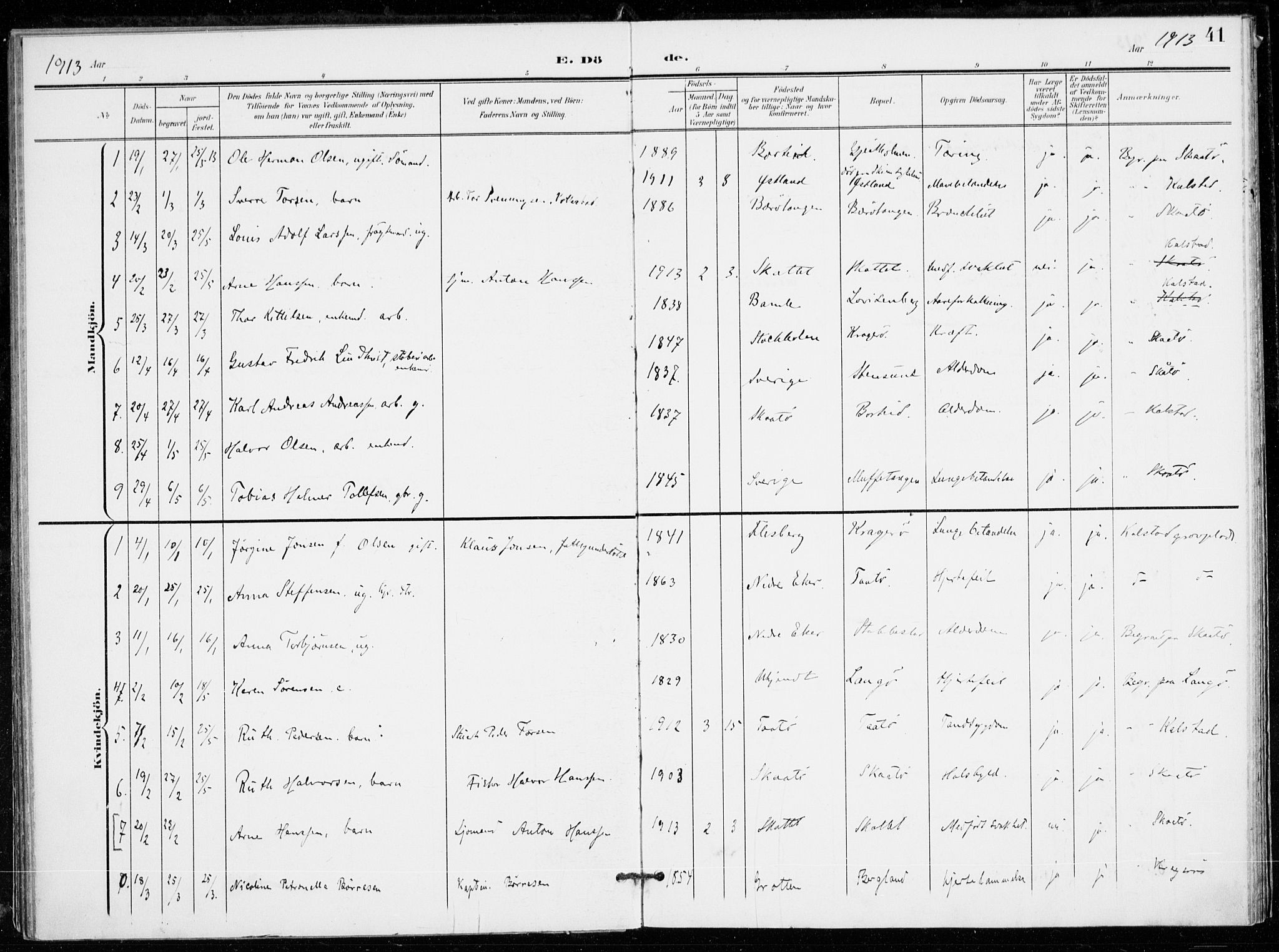 Skåtøy kirkebøker, AV/SAKO-A-304/F/Fa/L0005: Parish register (official) no. I 5, 1901-1923, p. 41