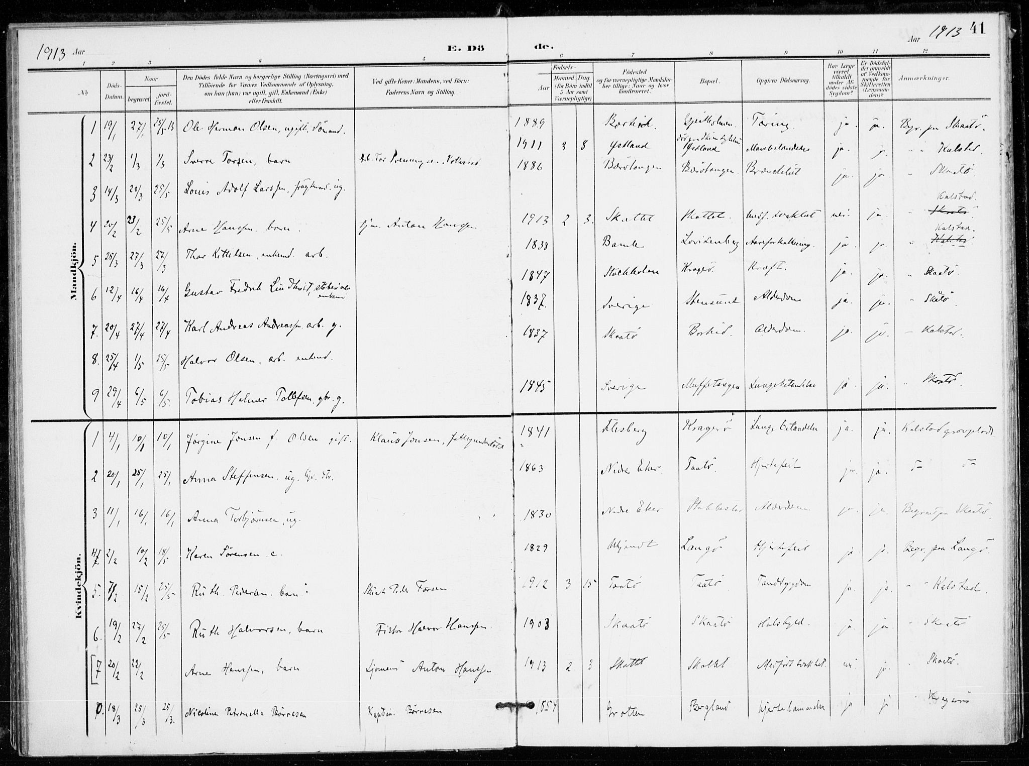 Skåtøy kirkebøker, SAKO/A-304/F/Fa/L0005: Parish register (official) no. I 5, 1901-1923, p. 41