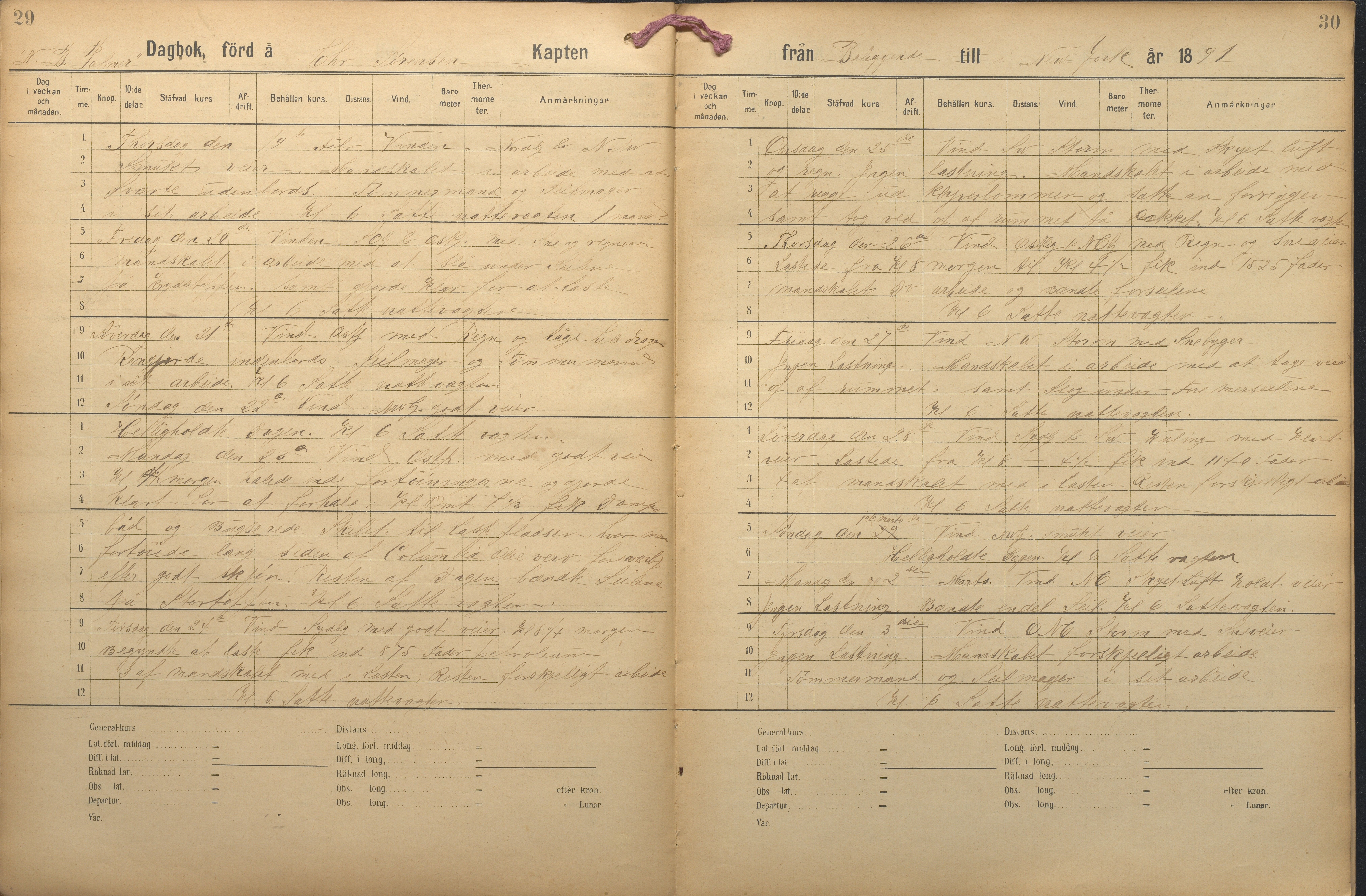 Fartøysarkivet, AAKS/PA-1934/F/L0227: N.B. Palmer (fregatt), 1850-1892, p. 29-30
