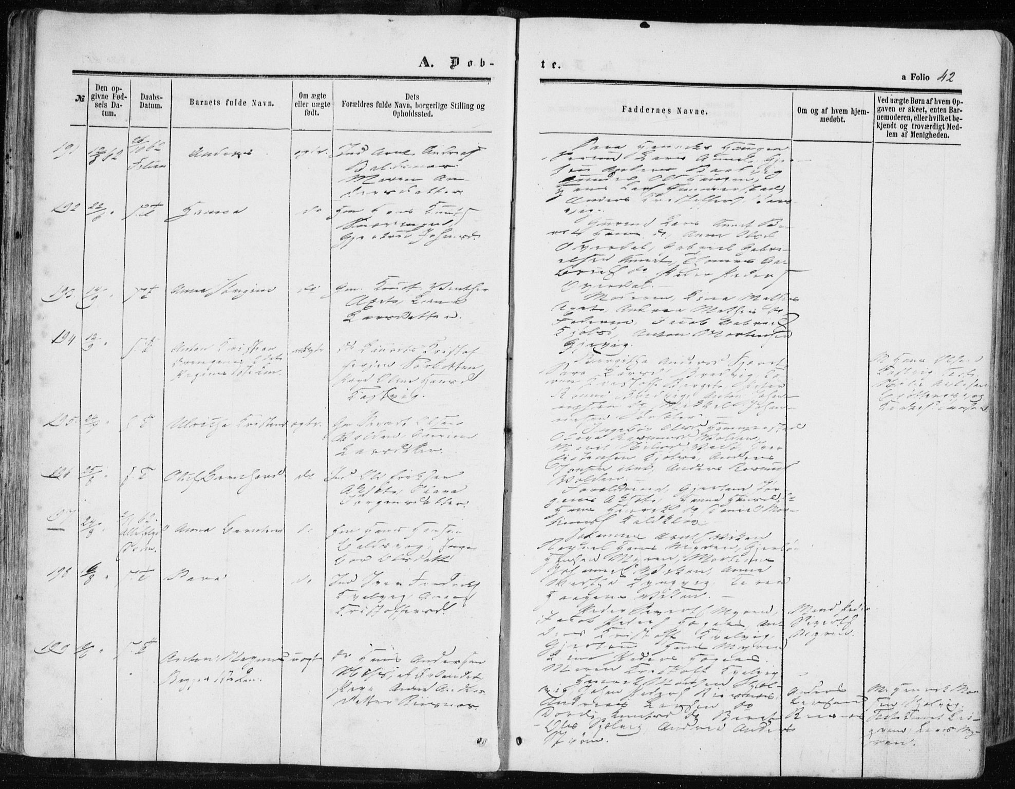 Ministerialprotokoller, klokkerbøker og fødselsregistre - Sør-Trøndelag, SAT/A-1456/634/L0531: Parish register (official) no. 634A07, 1861-1870, p. 42