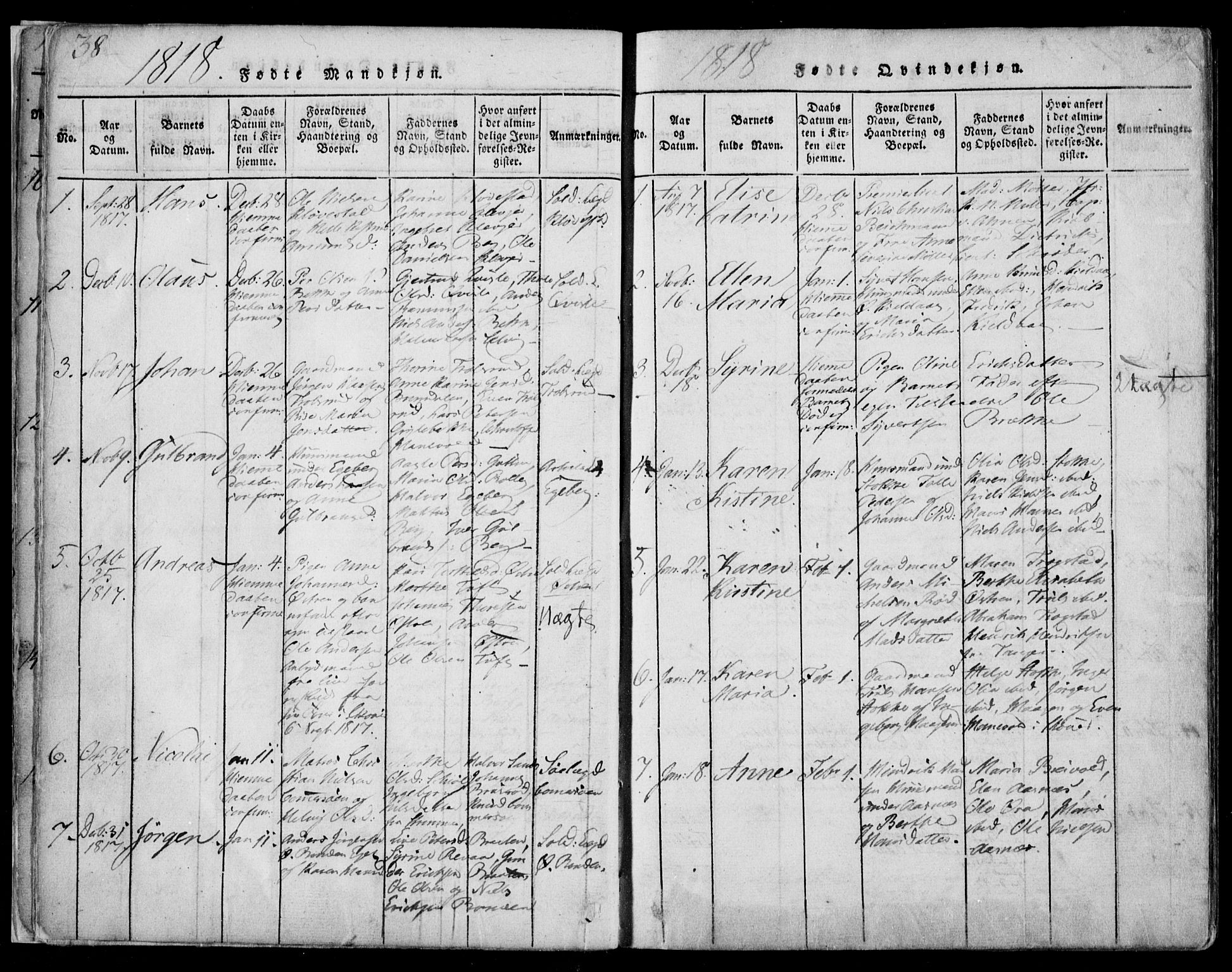 Sande Kirkebøker, SAKO/A-53/F/Fa/L0003: Parish register (official) no. 3, 1814-1847, p. 38-39