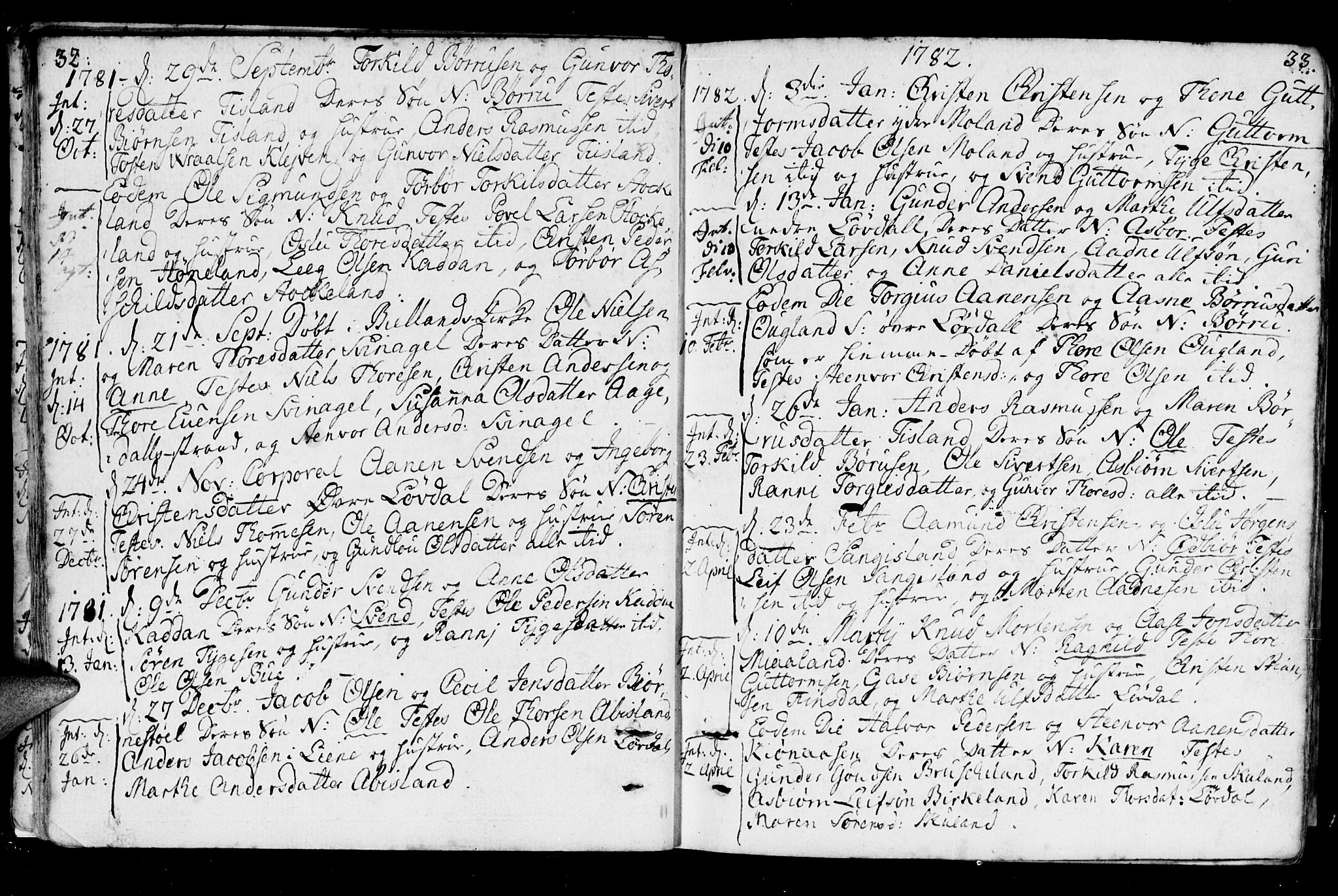 Holum sokneprestkontor, AV/SAK-1111-0022/F/Fa/Fab/L0004: Parish register (official) no. A 4, 1774-1847, p. 32-33