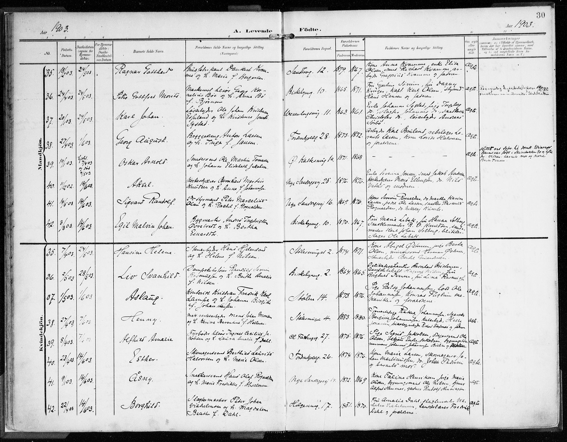 Mariakirken Sokneprestembete, AV/SAB-A-76901/H/Haa/L0010: Parish register (official) no. B 1, 1901-1915, p. 30