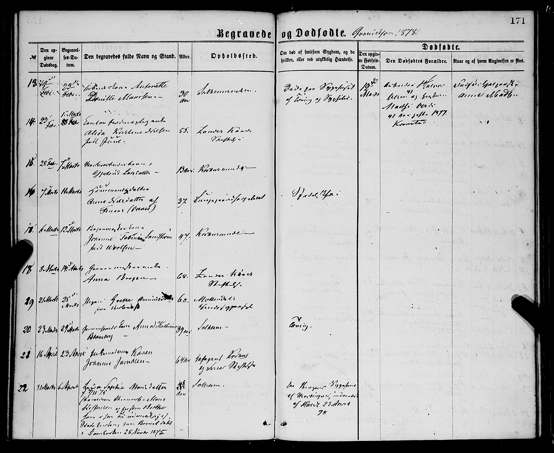 St. Jørgens hospital og Årstad sokneprestembete, SAB/A-99934: Parish register (official) no. A 11, 1864-1886, p. 171