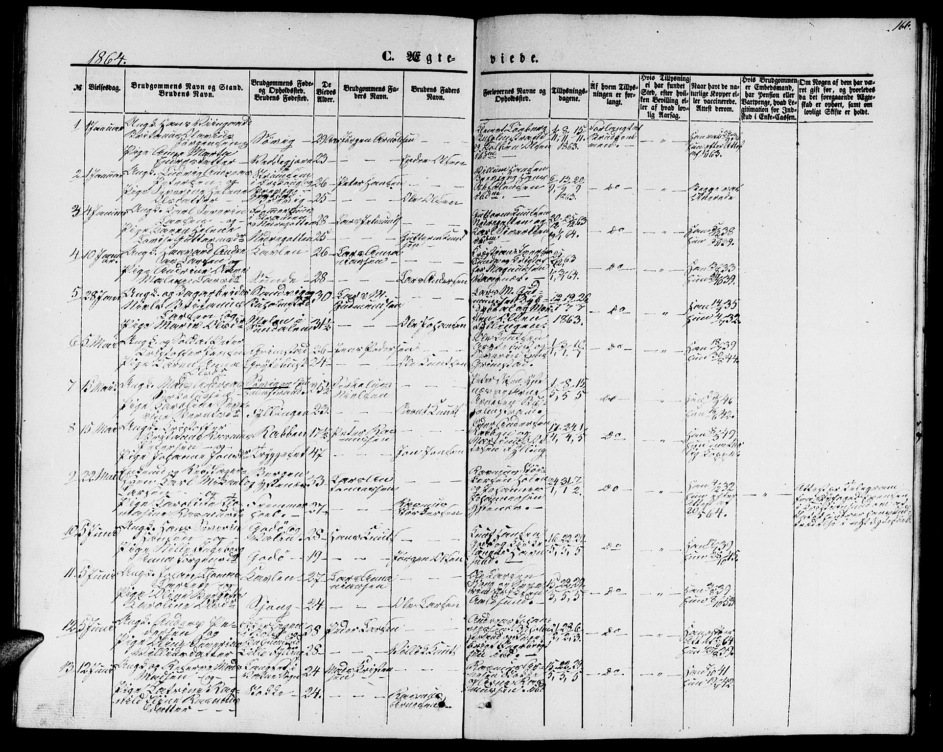 Ministerialprotokoller, klokkerbøker og fødselsregistre - Møre og Romsdal, AV/SAT-A-1454/528/L0427: Parish register (copy) no. 528C08, 1855-1864, p. 166