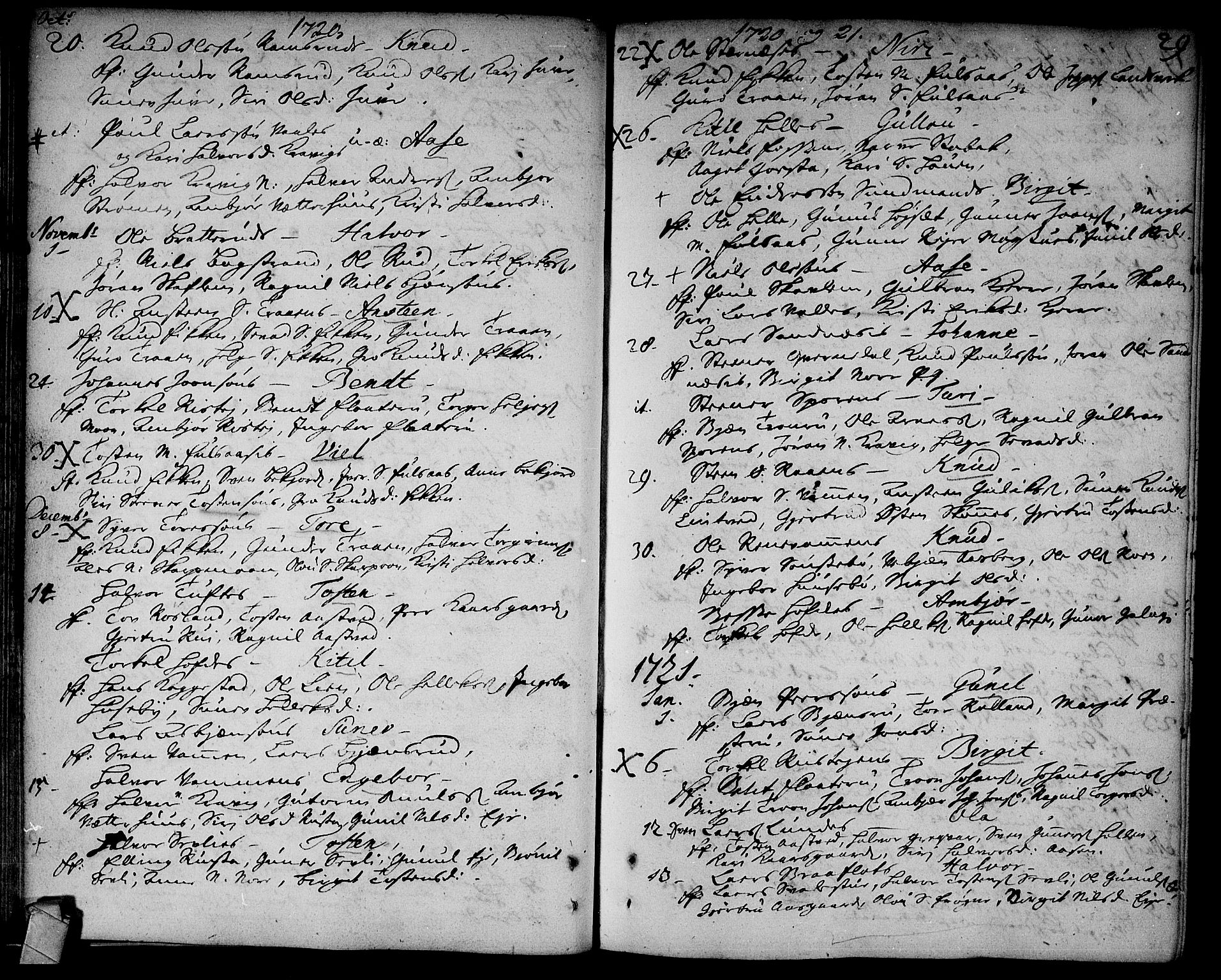 Rollag kirkebøker, SAKO/A-240/F/Fa/L0002: Parish register (official) no. I 2, 1714-1742, p. 29