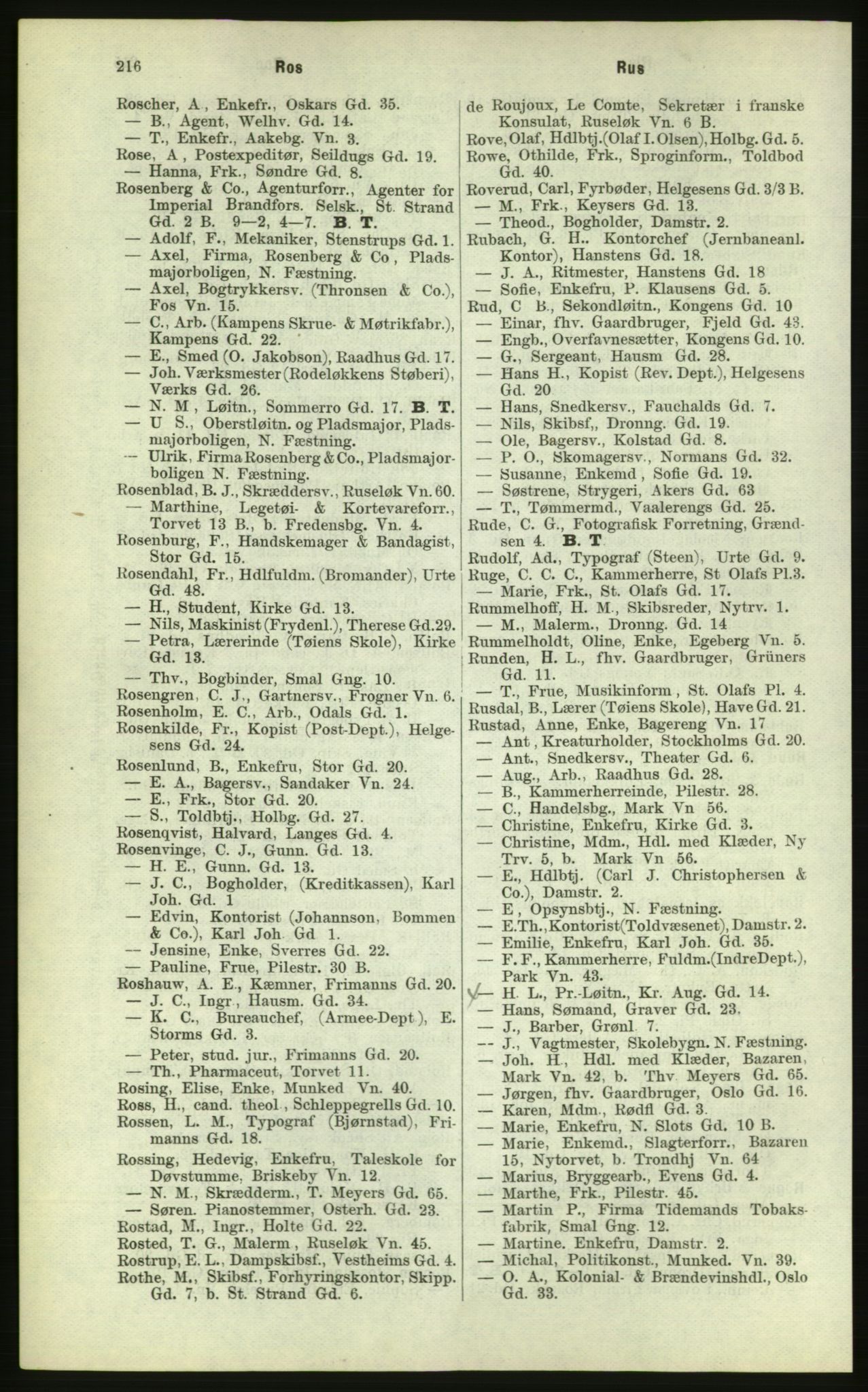 Kristiania/Oslo adressebok, PUBL/-, 1884, p. 216