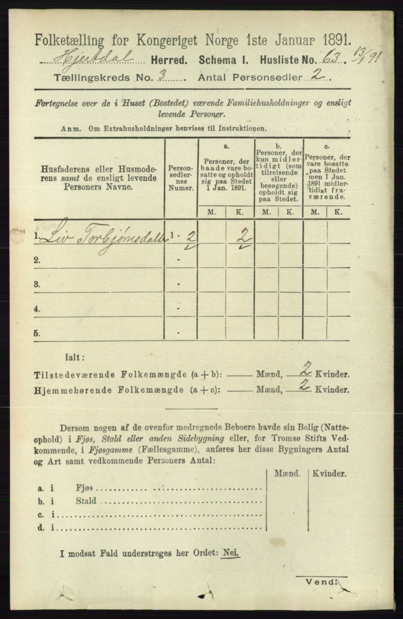 RA, 1891 census for 0827 Hjartdal, 1891, p. 1048