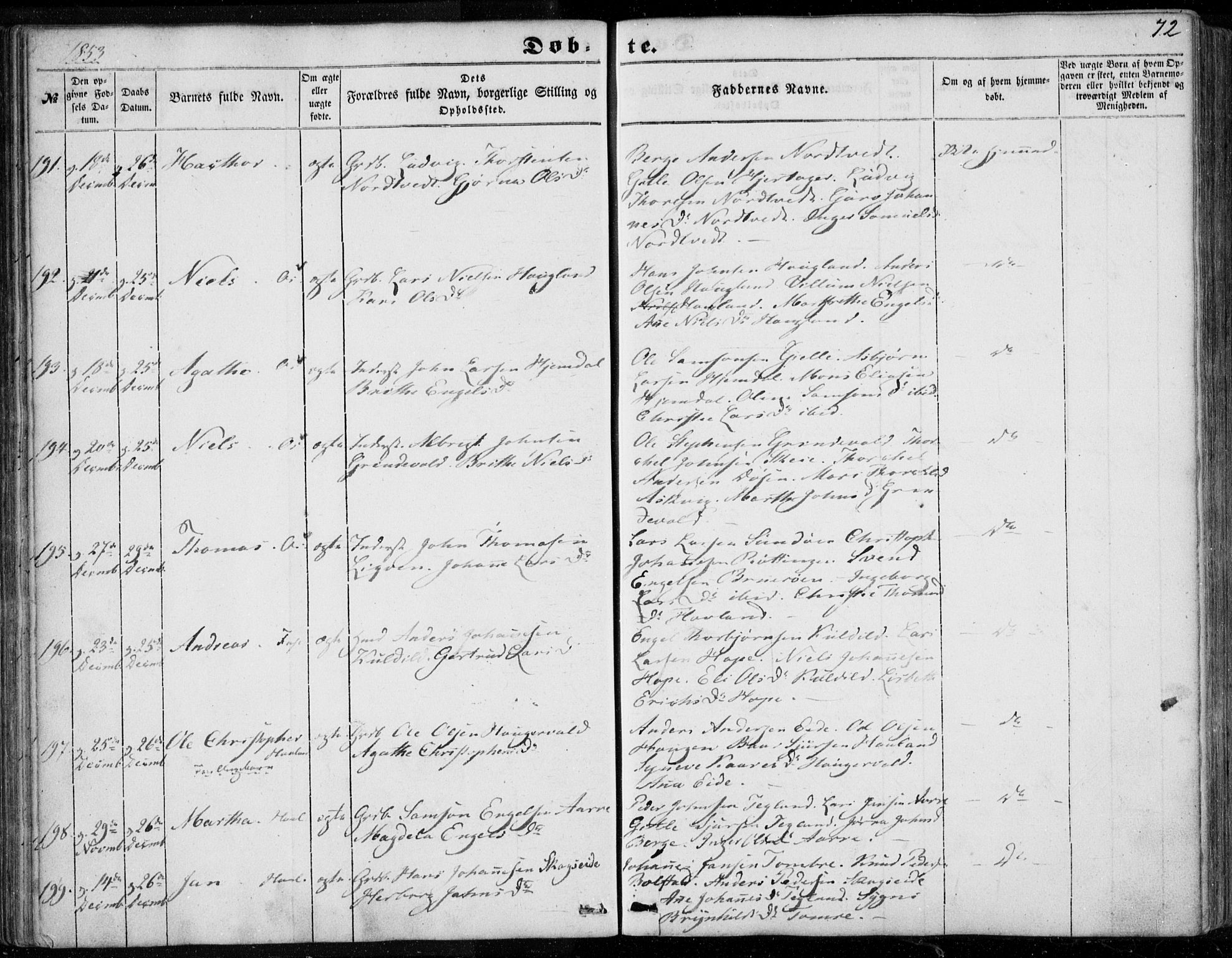 Os sokneprestembete, SAB/A-99929: Parish register (official) no. A 16, 1851-1859, p. 72