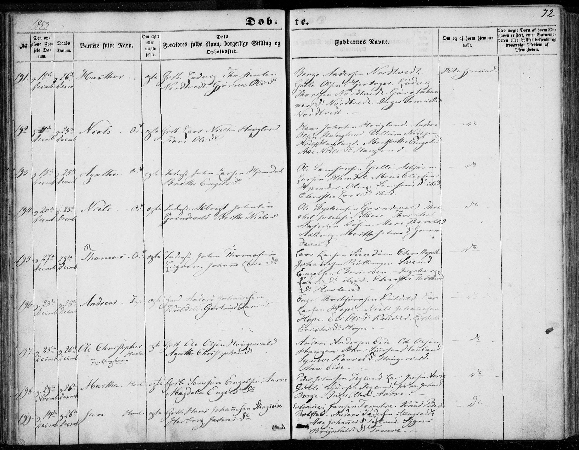 Os sokneprestembete, AV/SAB-A-99929: Parish register (official) no. A 16, 1851-1859, p. 72