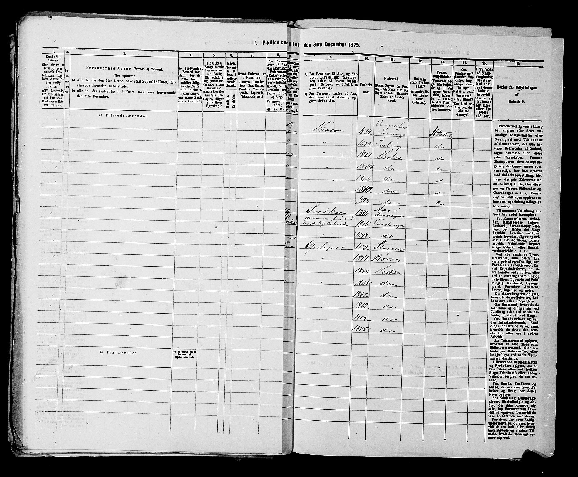 SAKO, 1875 census for 0703P Horten, 1875, p. 951