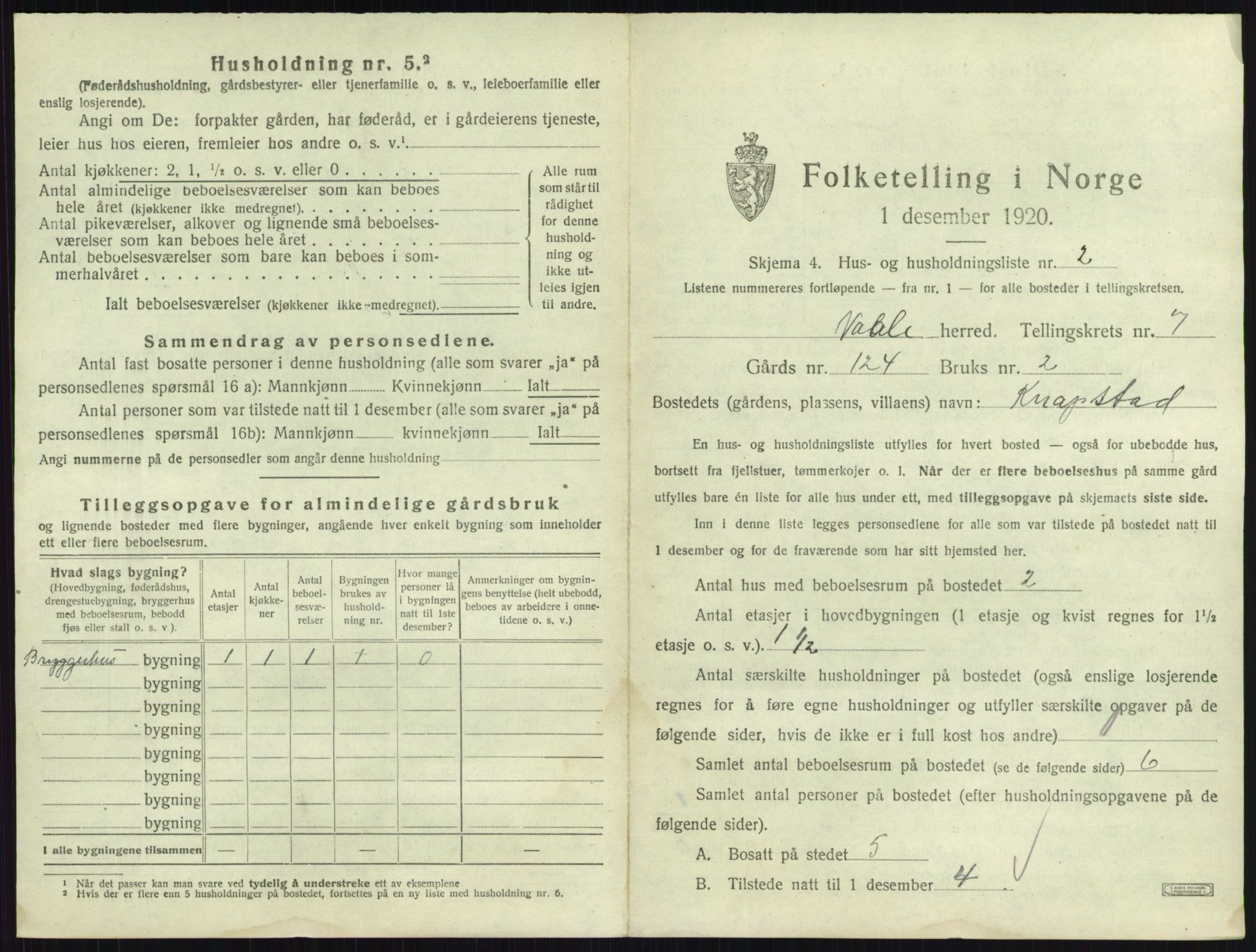 SAKO, 1920 census for Våle, 1920, p. 859