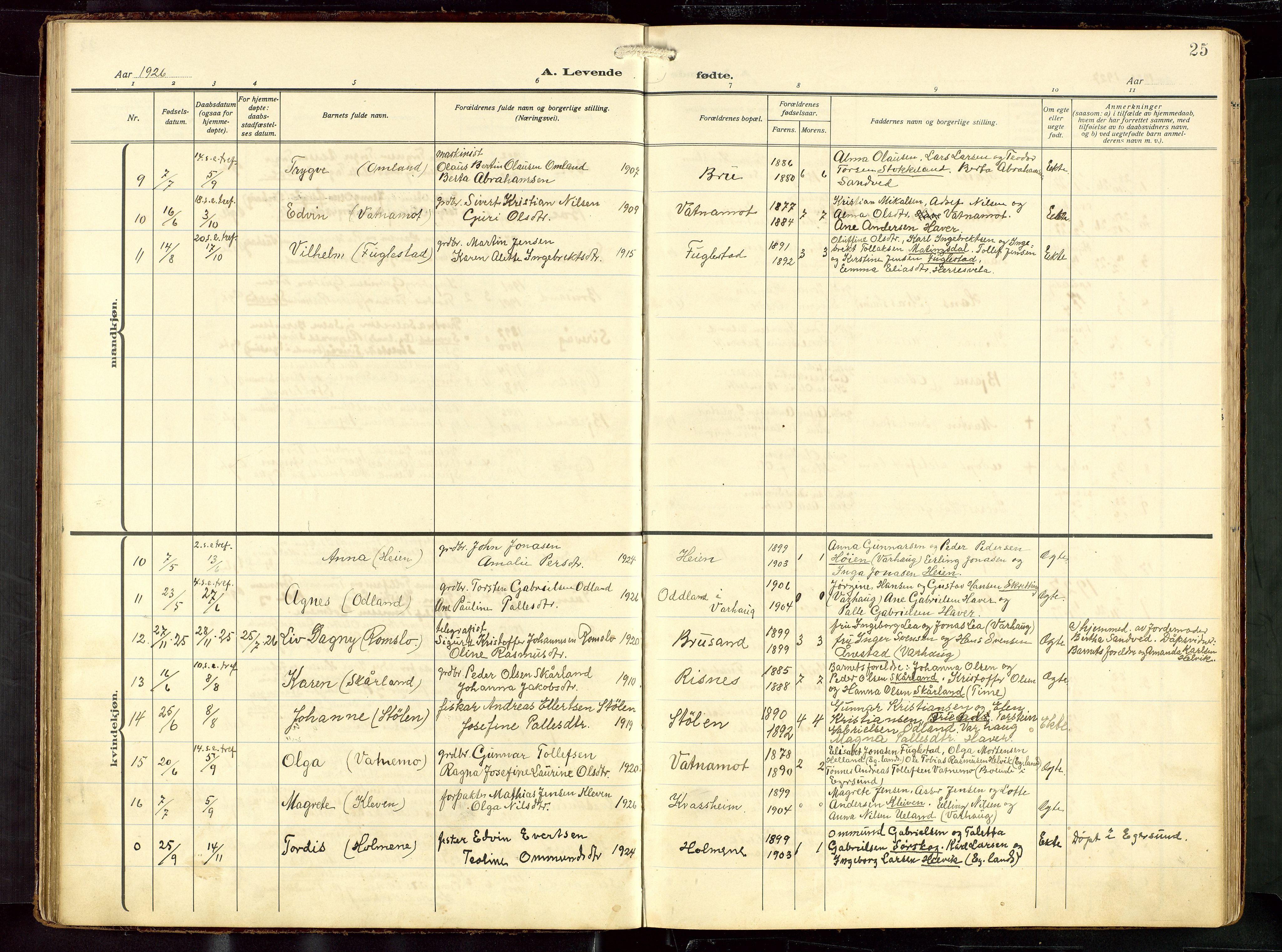 Eigersund sokneprestkontor, AV/SAST-A-101807/S09: Parish register (copy) no. B 22, 1915-1947, p. 25