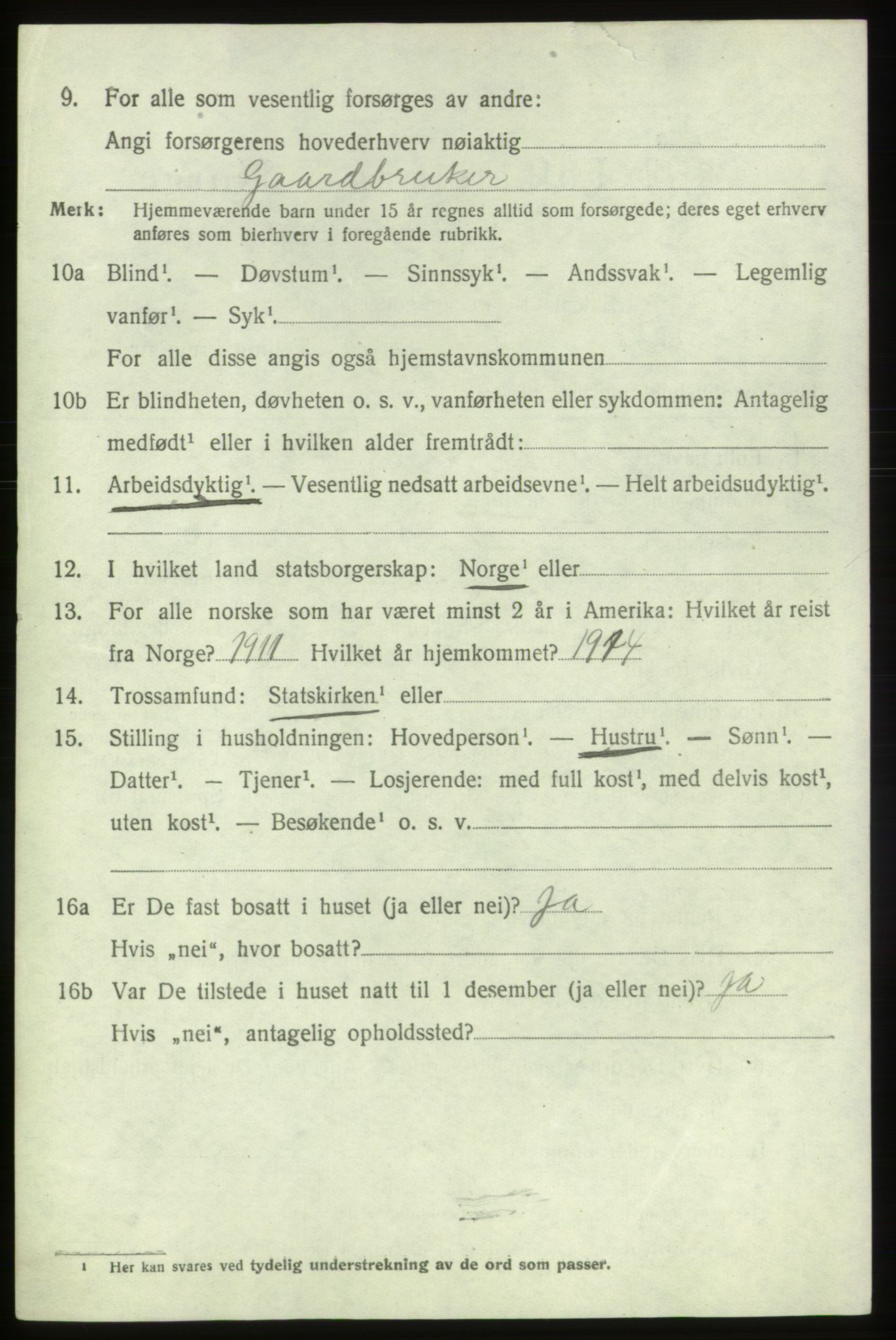 SAB, 1920 census for Bremnes, 1920, p. 1557