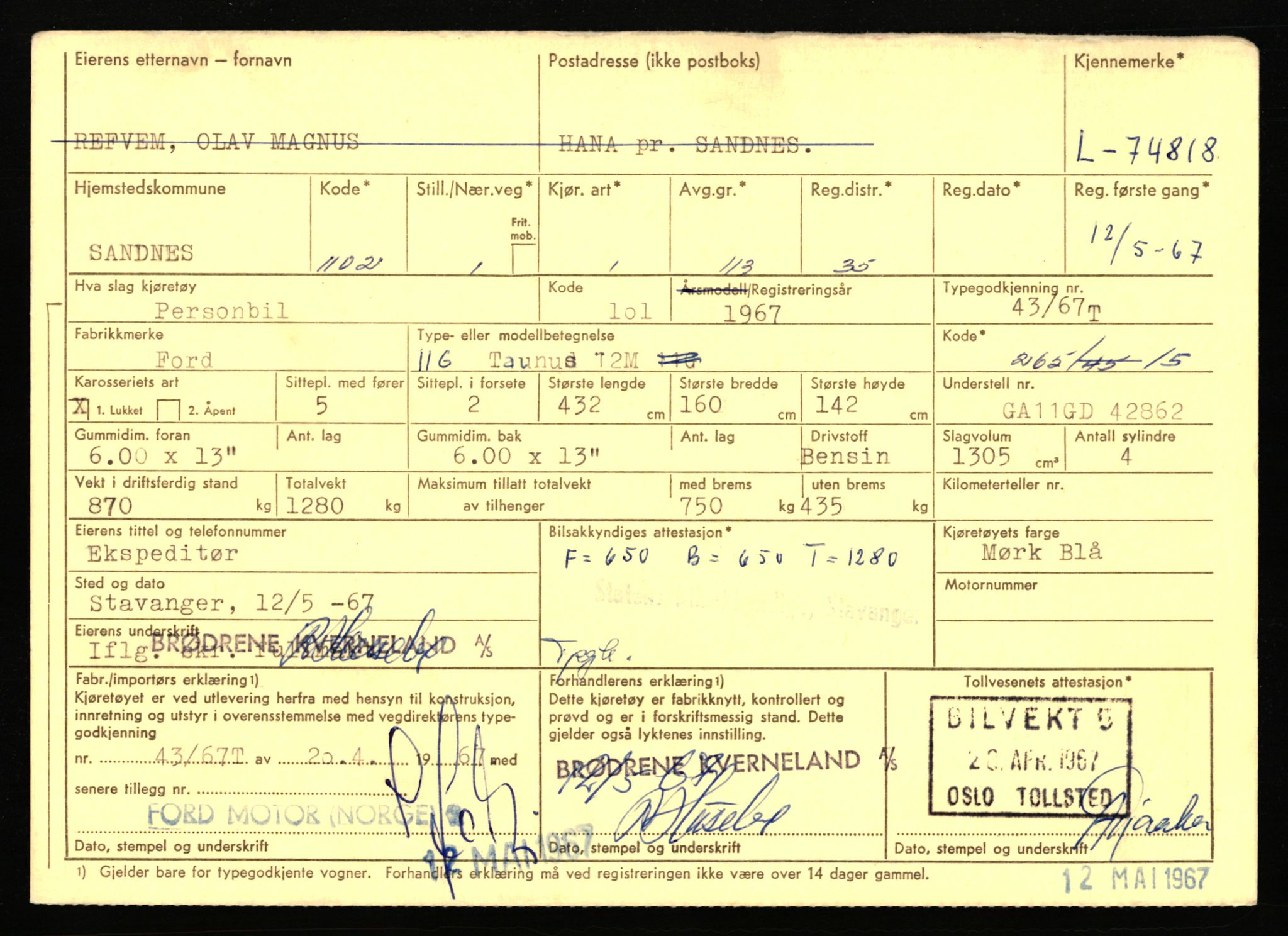 Stavanger trafikkstasjon, AV/SAST-A-101942/0/F/L0067: L-71600 - L-74999, 1930-1971, p. 2242