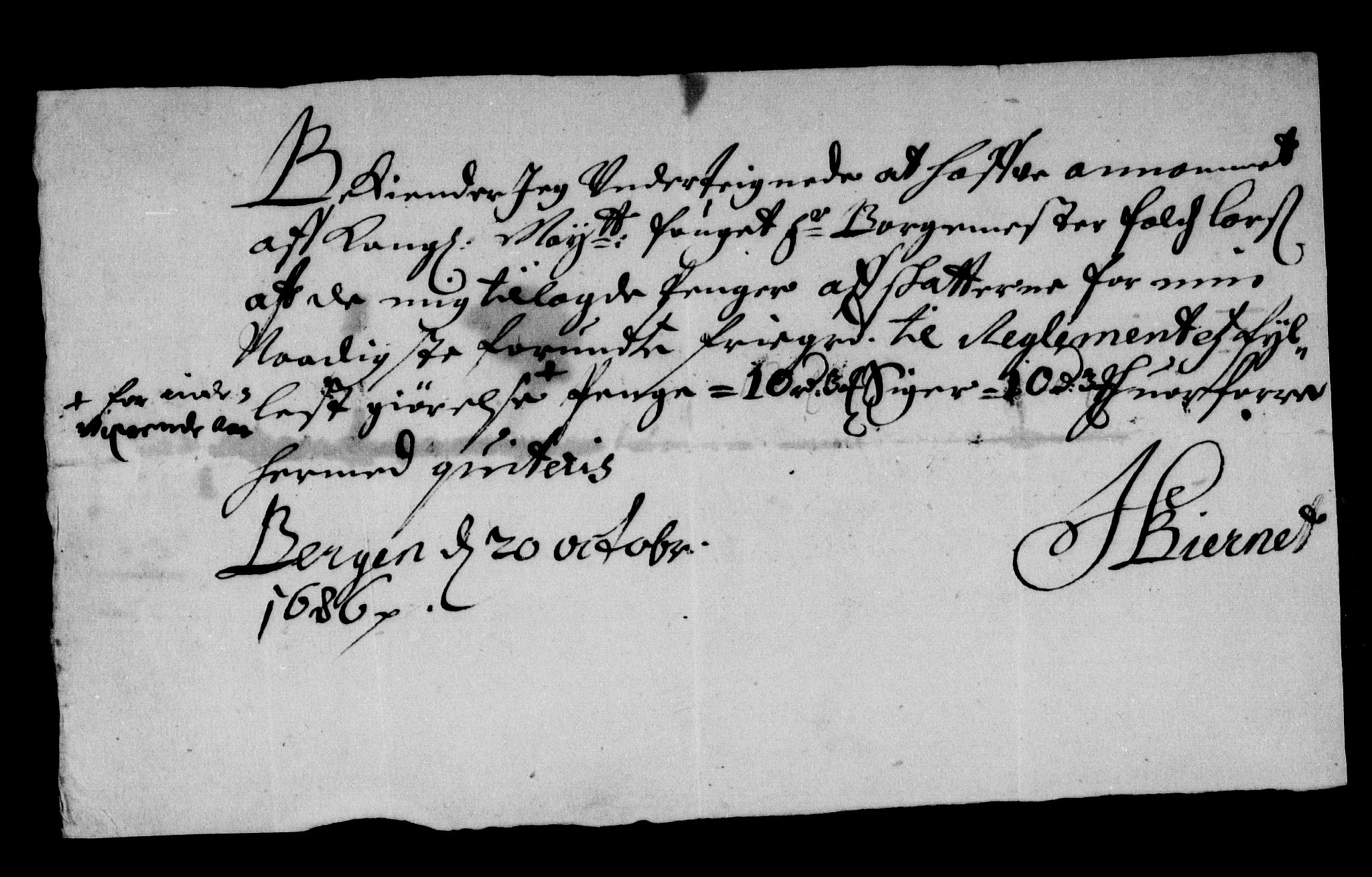 Rentekammeret inntil 1814, Reviderte regnskaper, Stiftamtstueregnskaper, Bergen stiftamt, AV/RA-EA-6043/R/Rc/L0080: Bergen stiftamt, 1686