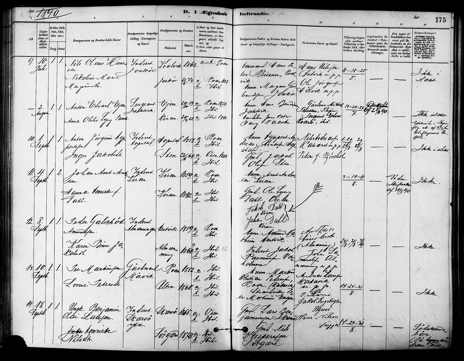 Ministerialprotokoller, klokkerbøker og fødselsregistre - Sør-Trøndelag, SAT/A-1456/657/L0707: Parish register (official) no. 657A08, 1879-1893, p. 175