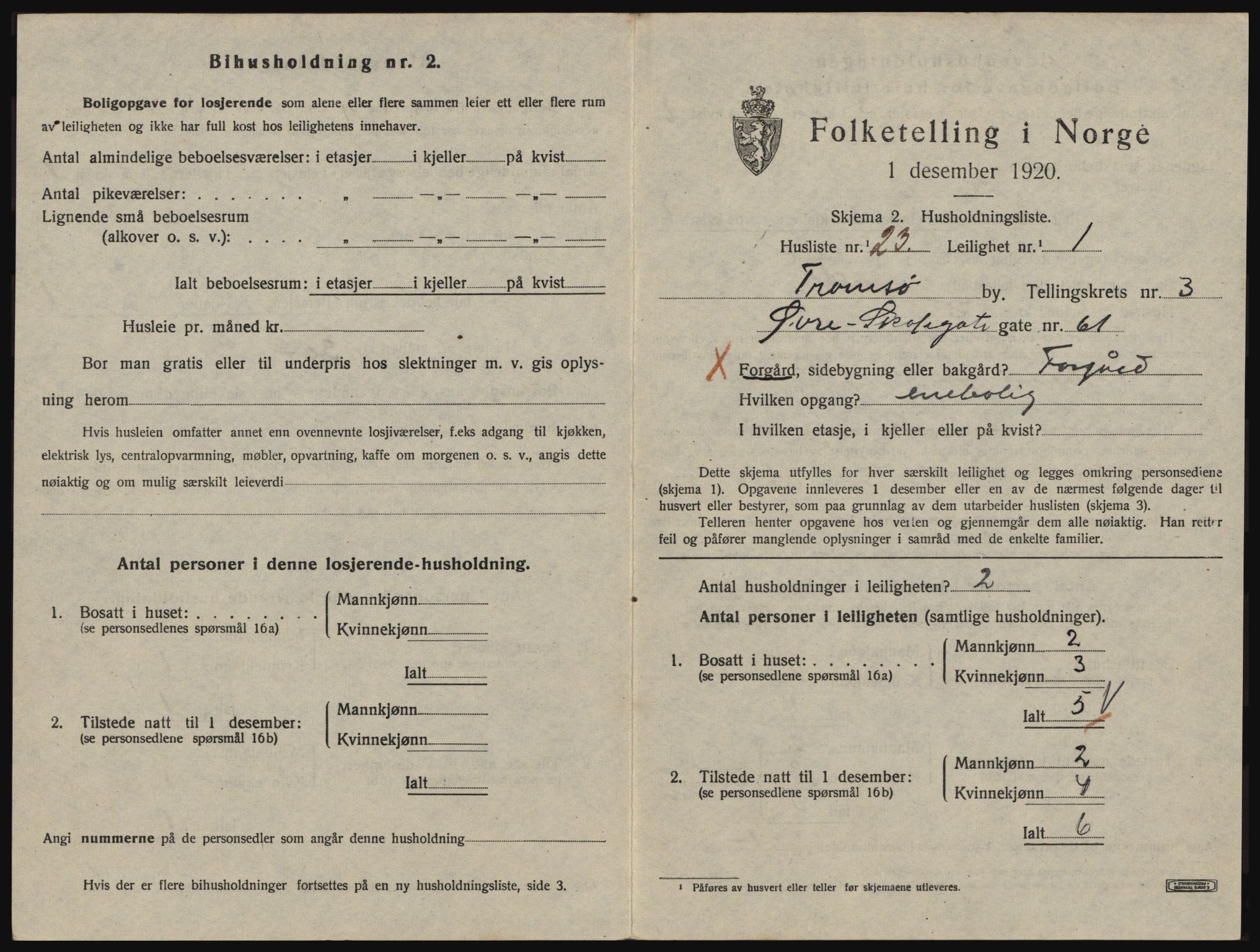 SATØ, 1920 census for Tromsø, 1920, p. 3189