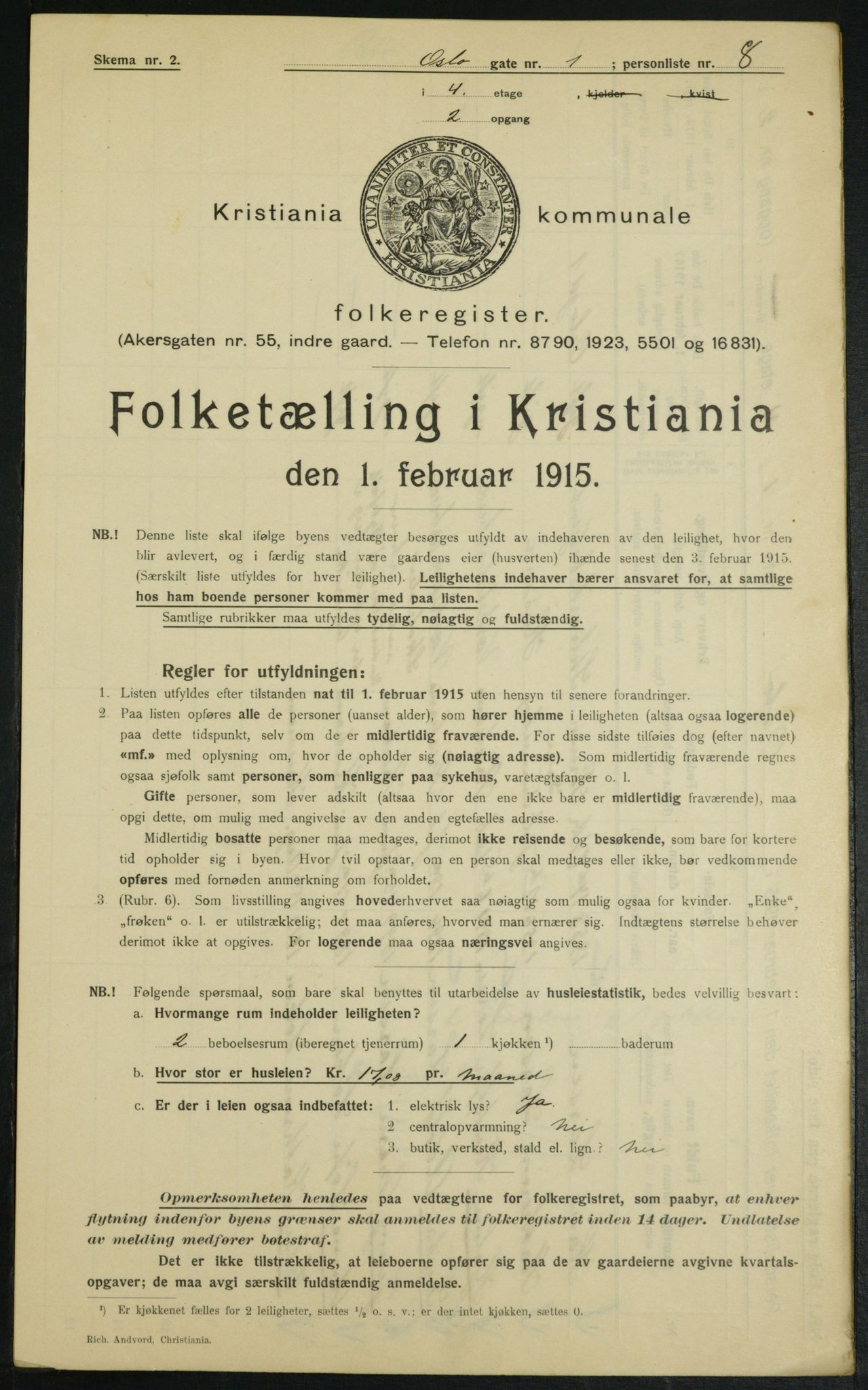 OBA, Municipal Census 1915 for Kristiania, 1915, p. 76422