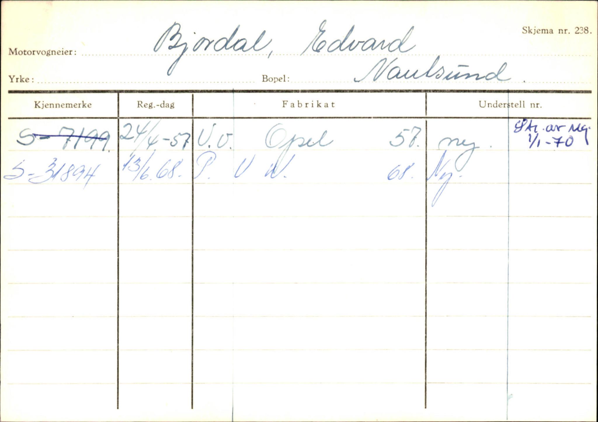 Statens vegvesen, Sogn og Fjordane vegkontor, SAB/A-5301/4/F/L0125: Eigarregister Sogndal V-Å. Aurland A-Å. Fjaler A-N, 1945-1975, p. 1428