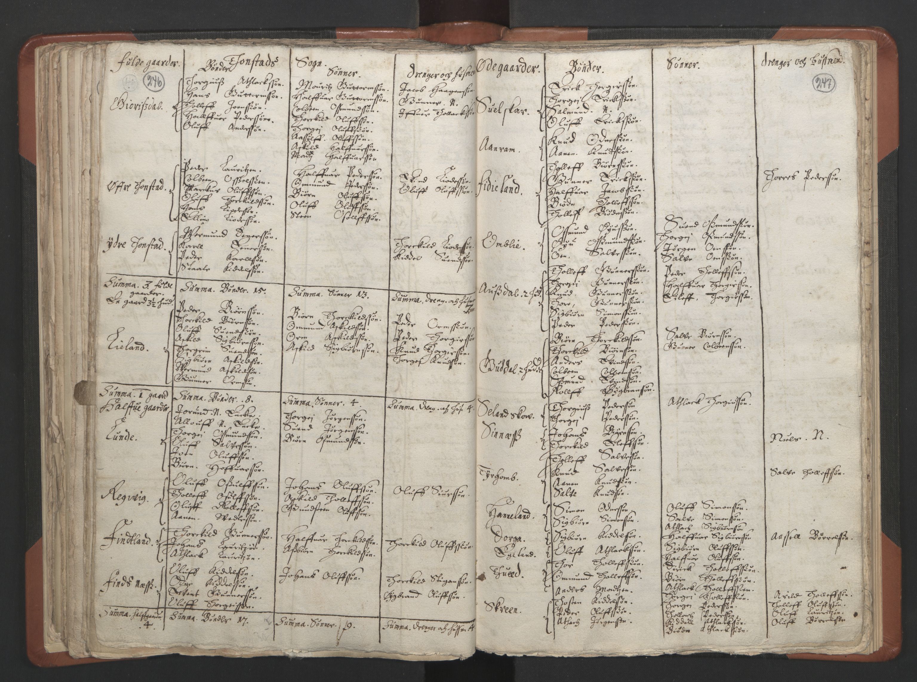 RA, Vicar's Census 1664-1666, no. 17: Jæren deanery and Dalane deanery, 1664-1666, p. 246-247