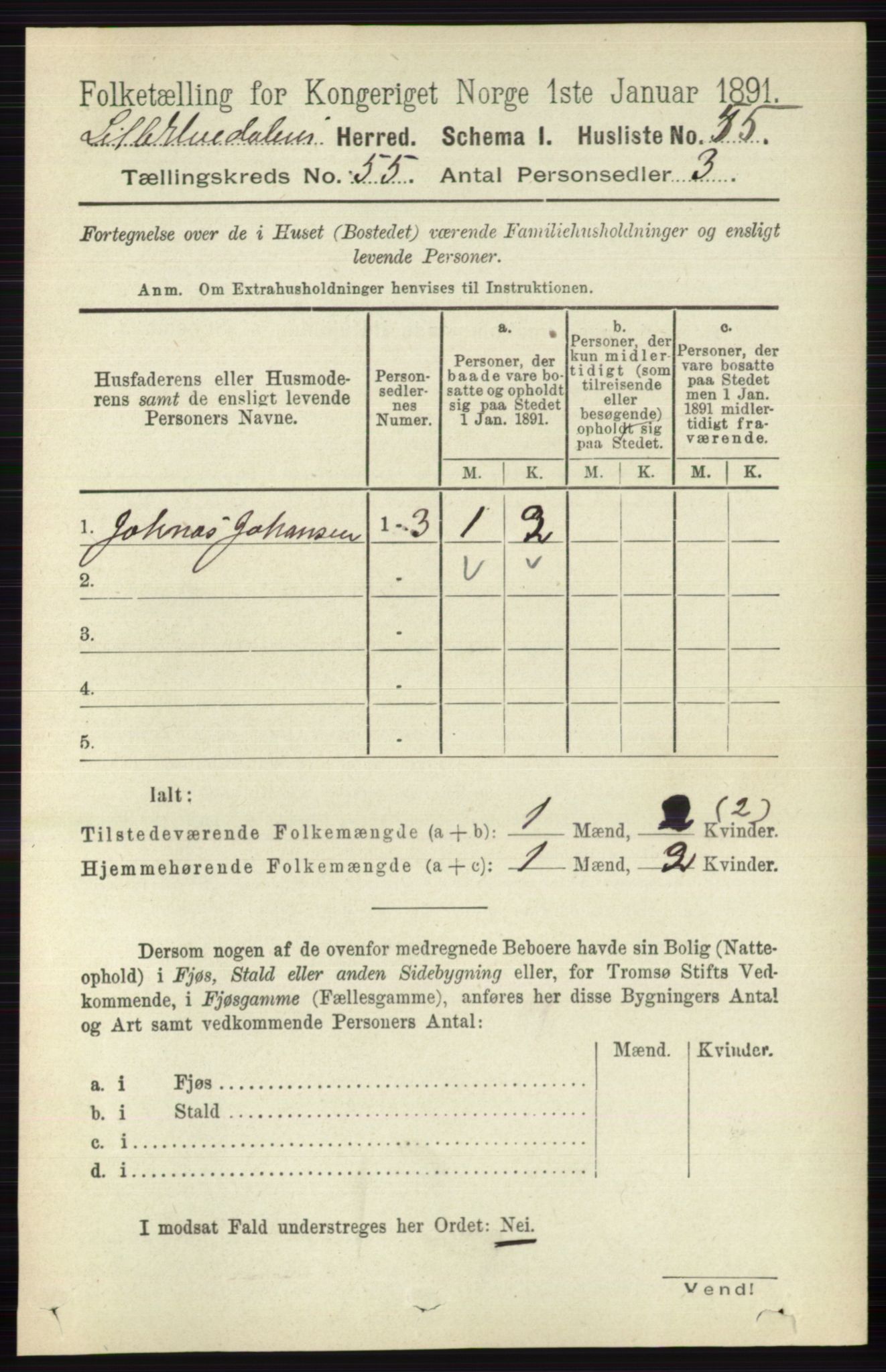 RA, 1891 census for 0438 Lille Elvedalen, 1891, p. 83