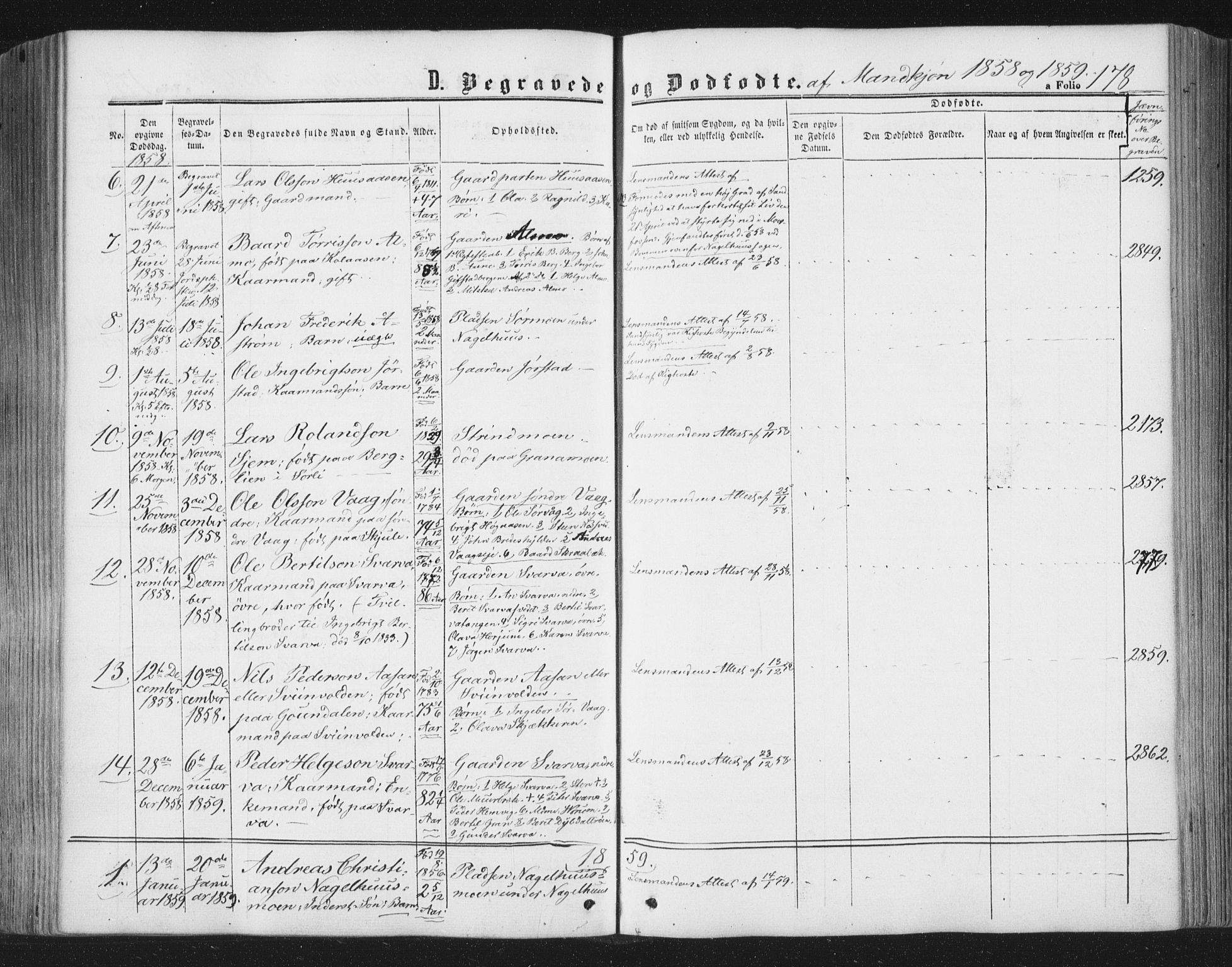 Ministerialprotokoller, klokkerbøker og fødselsregistre - Nord-Trøndelag, SAT/A-1458/749/L0472: Parish register (official) no. 749A06, 1857-1873, p. 178