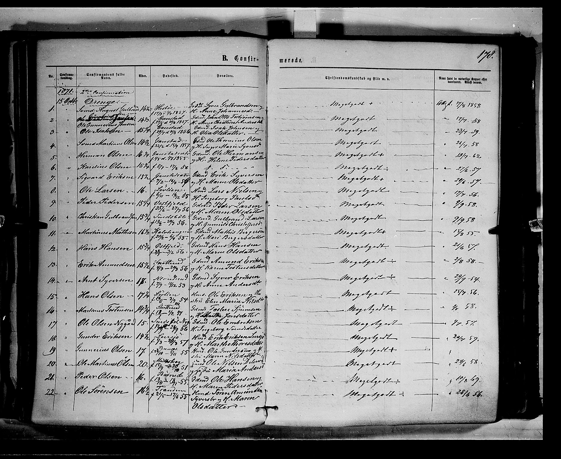 Eidskog prestekontor, AV/SAH-PREST-026/H/Ha/Haa/L0002: Parish register (official) no. 2, 1867-1878, p. 178