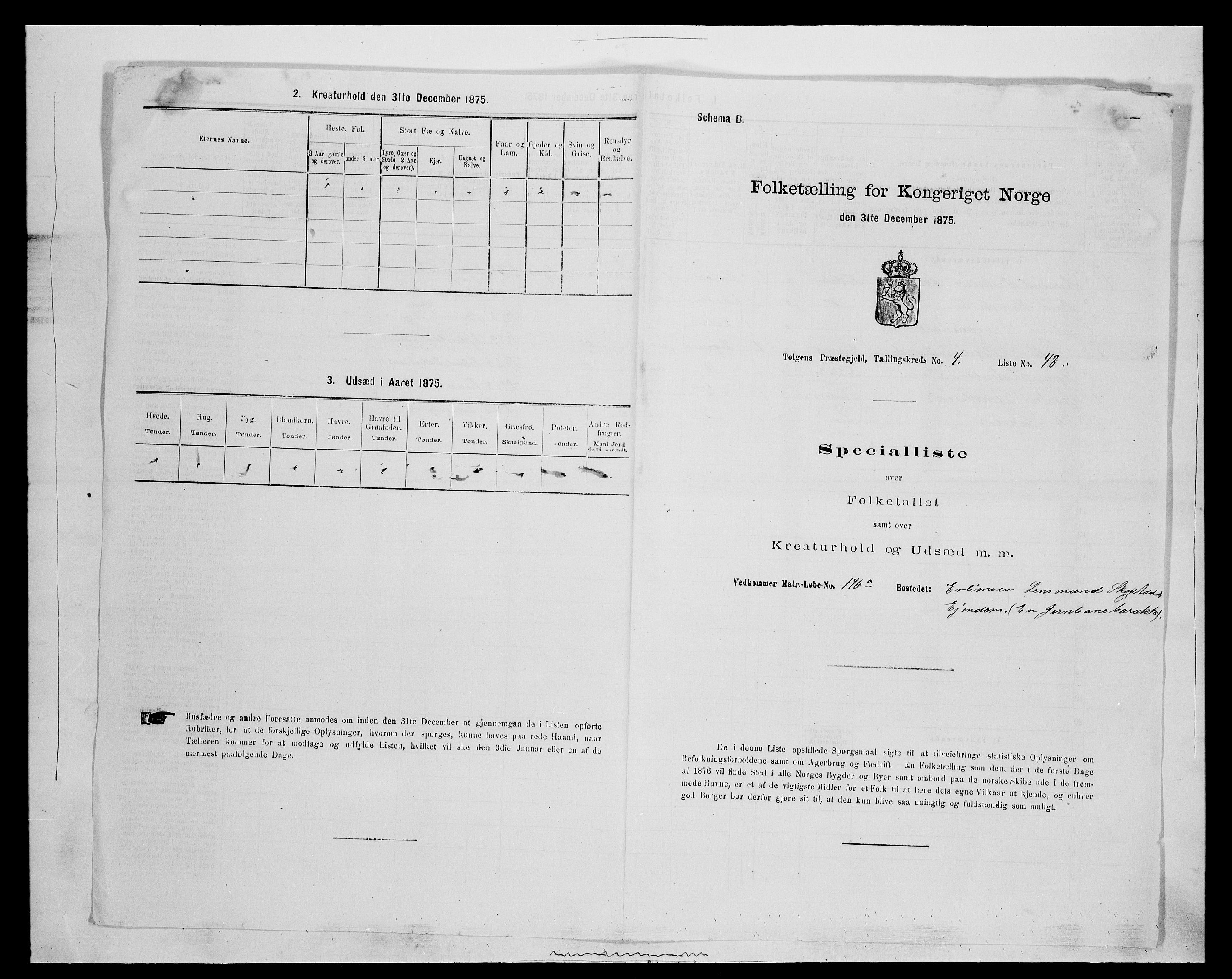 SAH, 1875 census for 0436P Tolga, 1875, p. 574