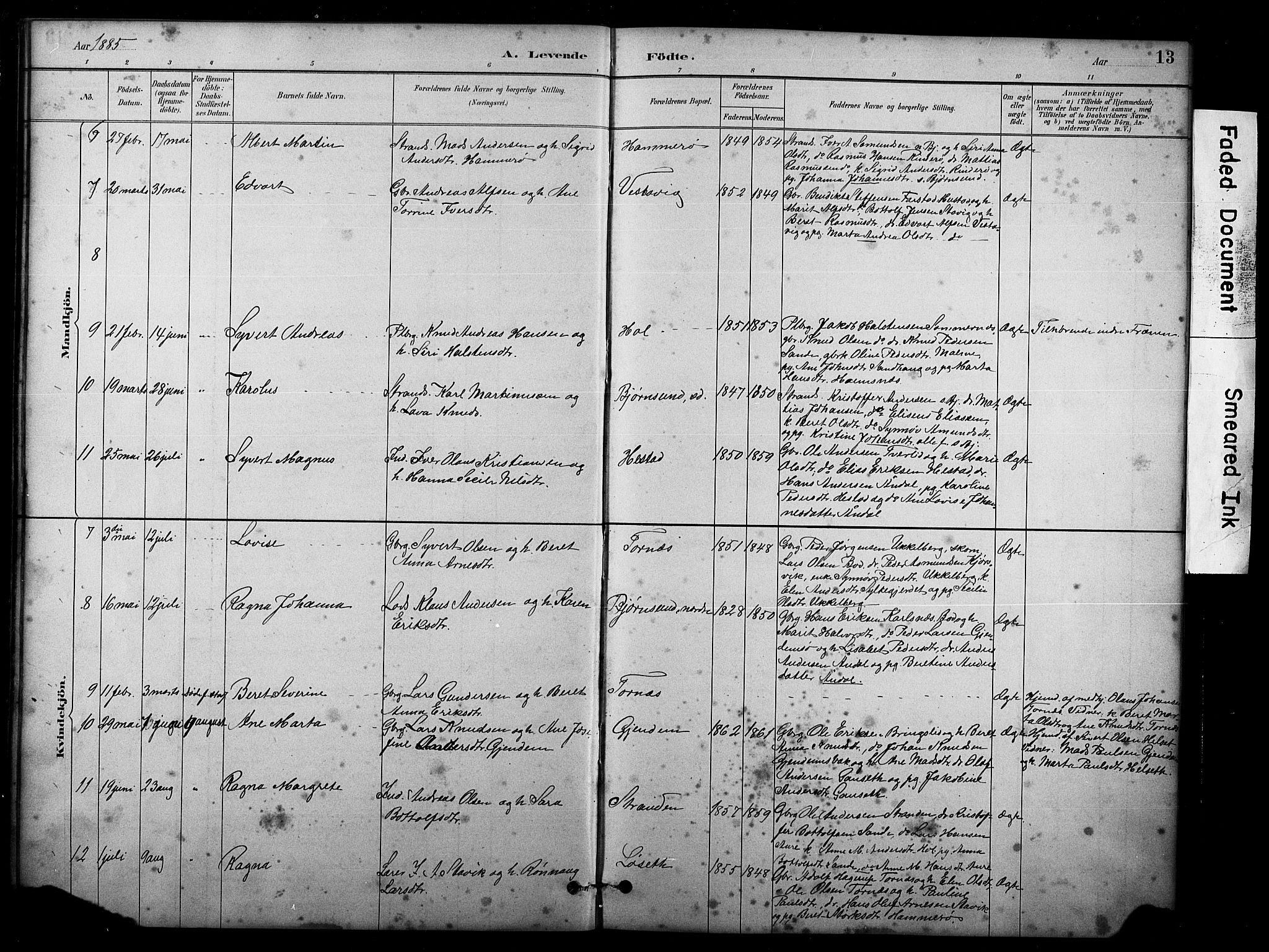 Ministerialprotokoller, klokkerbøker og fødselsregistre - Møre og Romsdal, AV/SAT-A-1454/565/L0755: Parish register (copy) no. 565C04, 1883-1903, p. 13