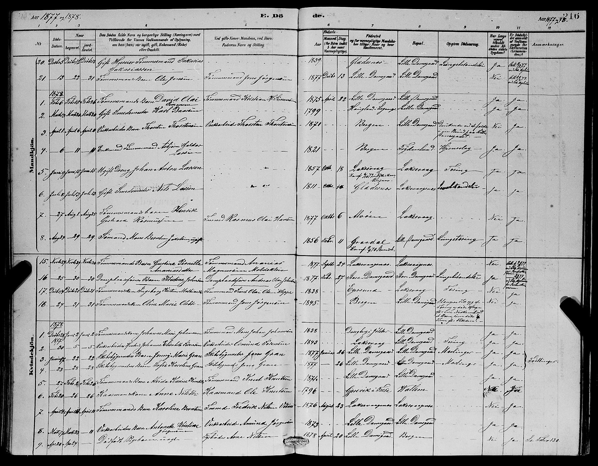 Laksevåg Sokneprestembete, SAB/A-76501/H/Ha/Hab/Haba/L0002: Parish register (copy) no. A 2, 1877-1887, p. 216