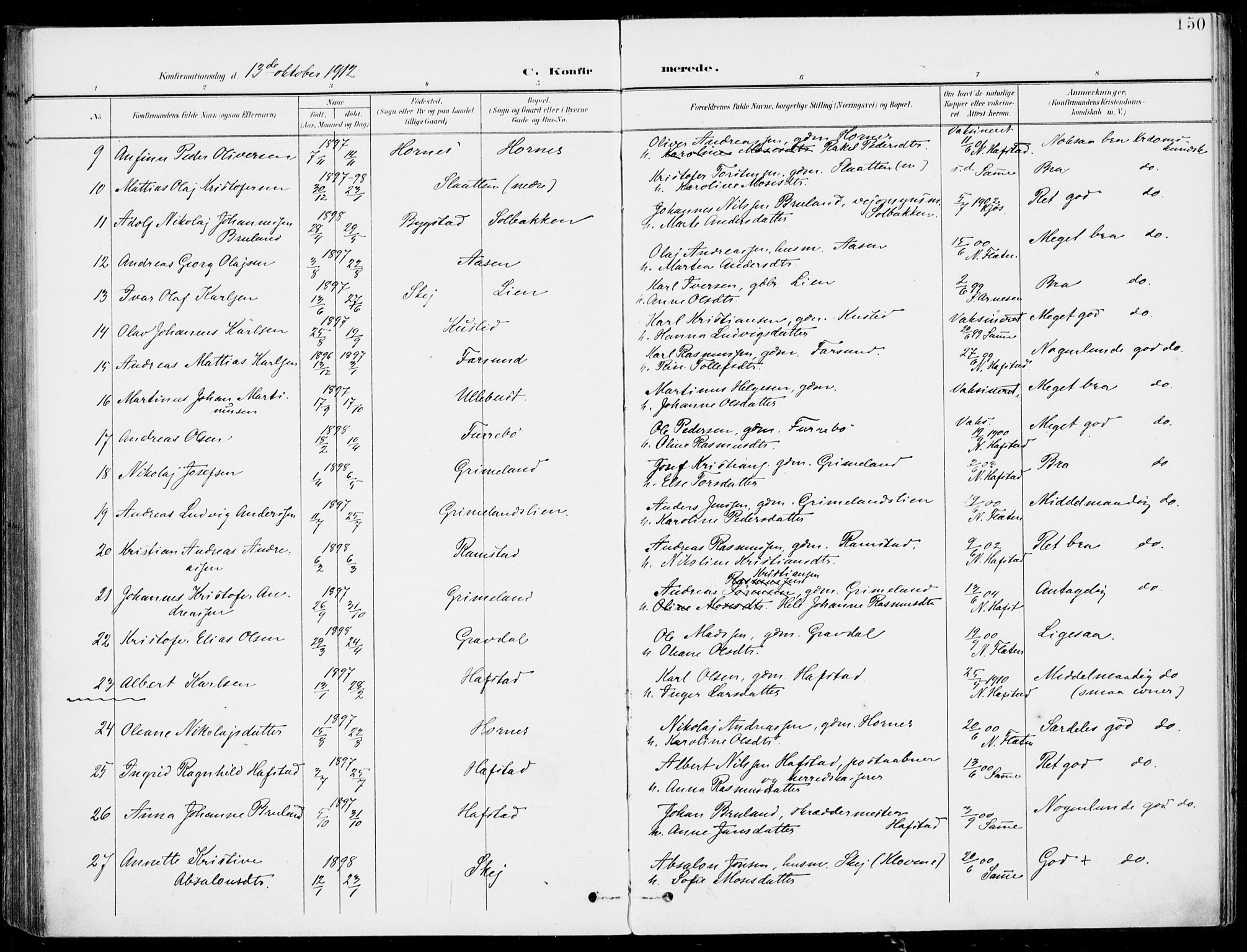 Førde sokneprestembete, AV/SAB-A-79901/H/Haa/Haab/L0002: Parish register (official) no. B  2, 1899-1920, p. 150